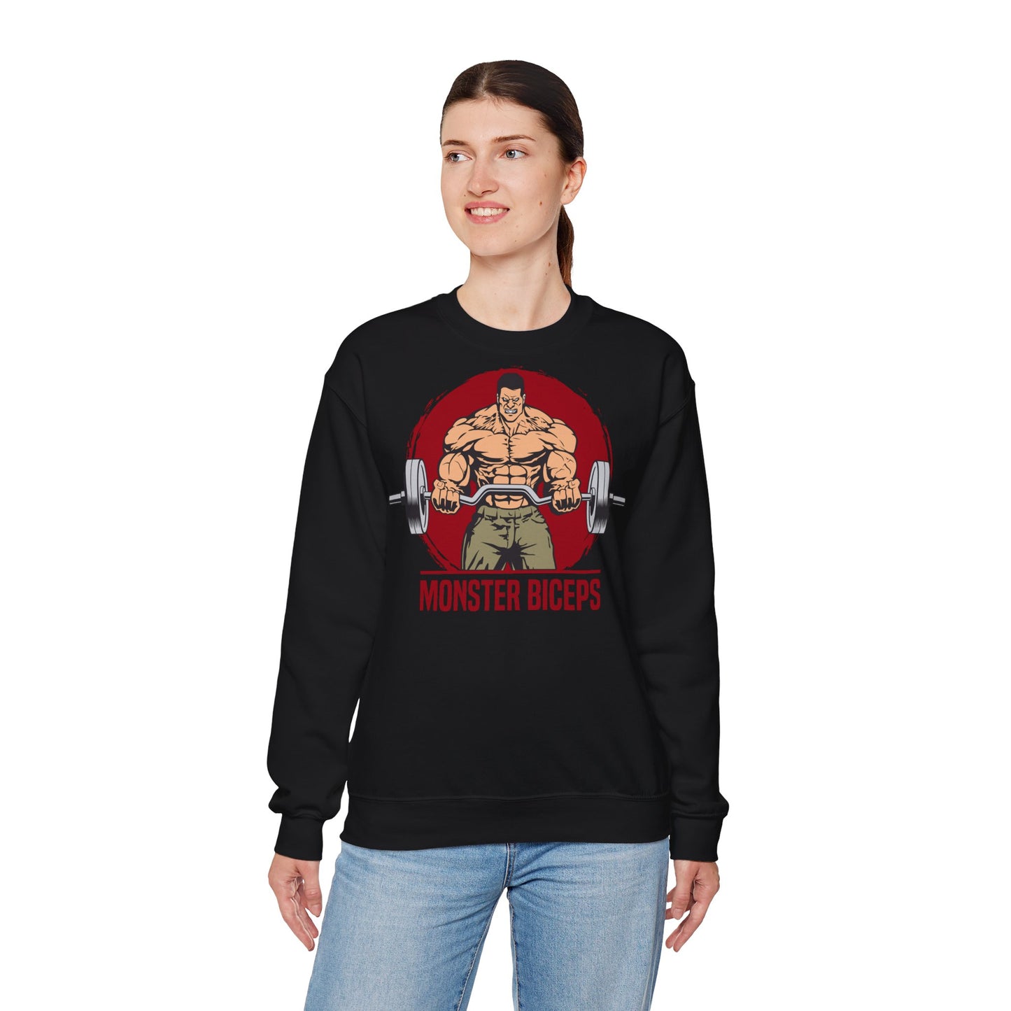 Monster Biceps Unisex Heavy Blend Crewneck Sweatshirt - Perfect for Fitness Enthusiasts