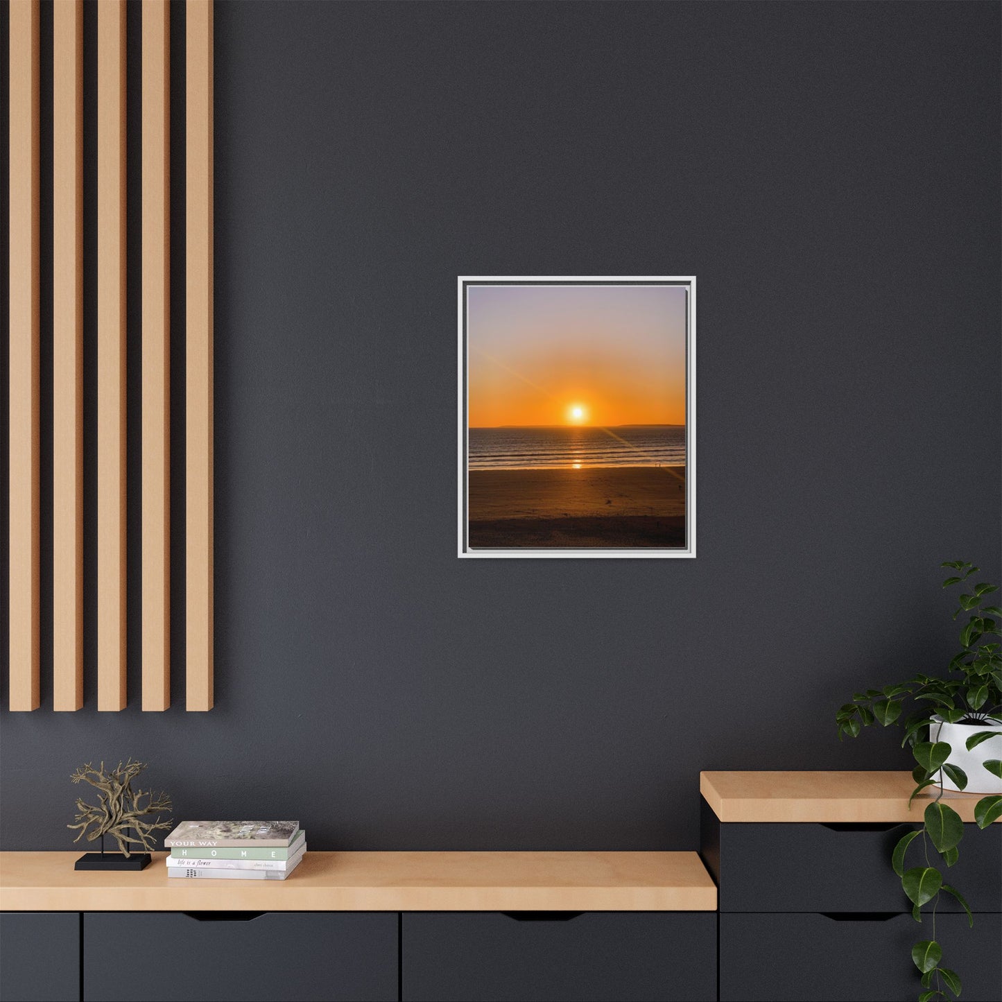 Sunset in Ocean Matte Canvas, Framed (Multi-color)