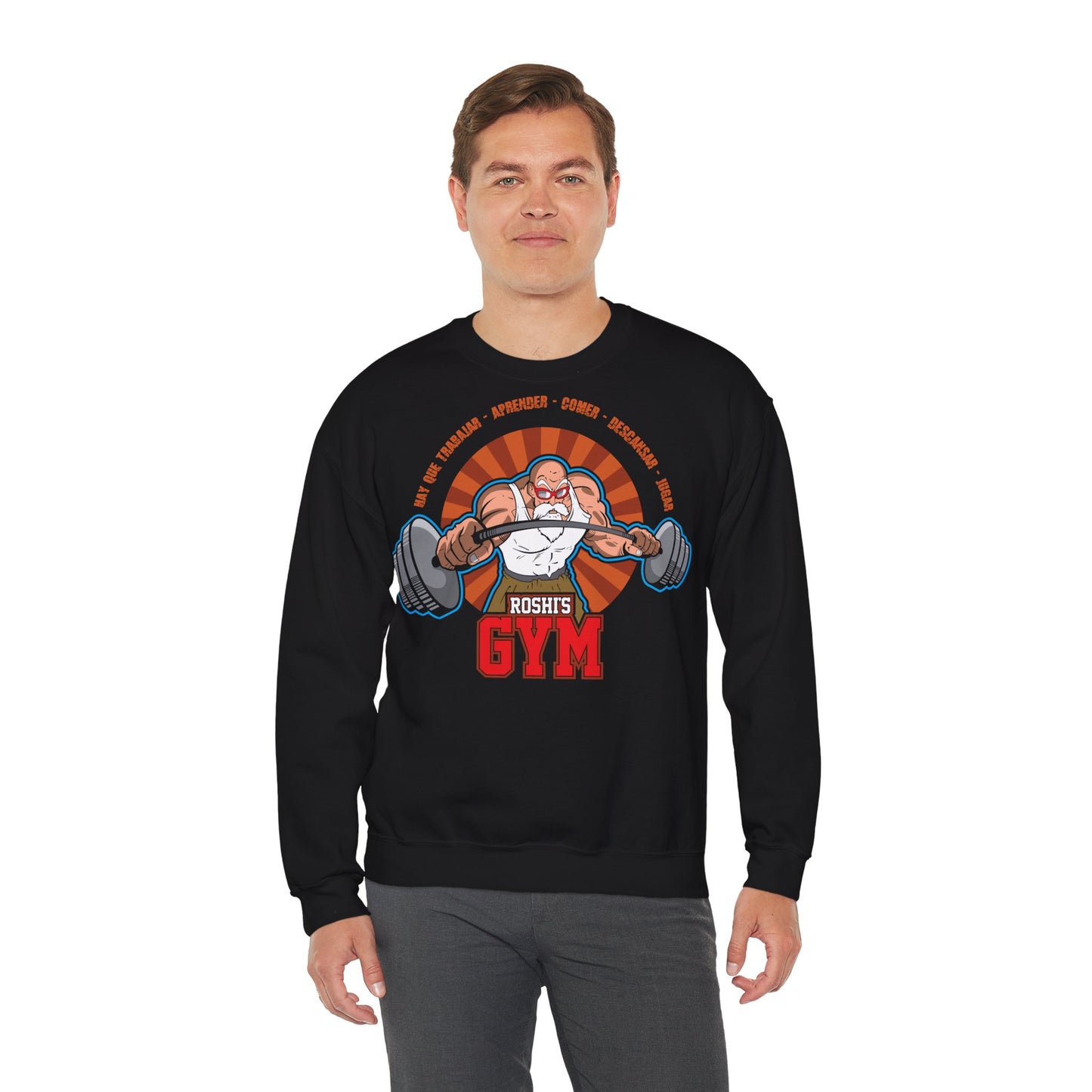 Roshit's Gym Funny Workout Crewneck Sweatshirt Black