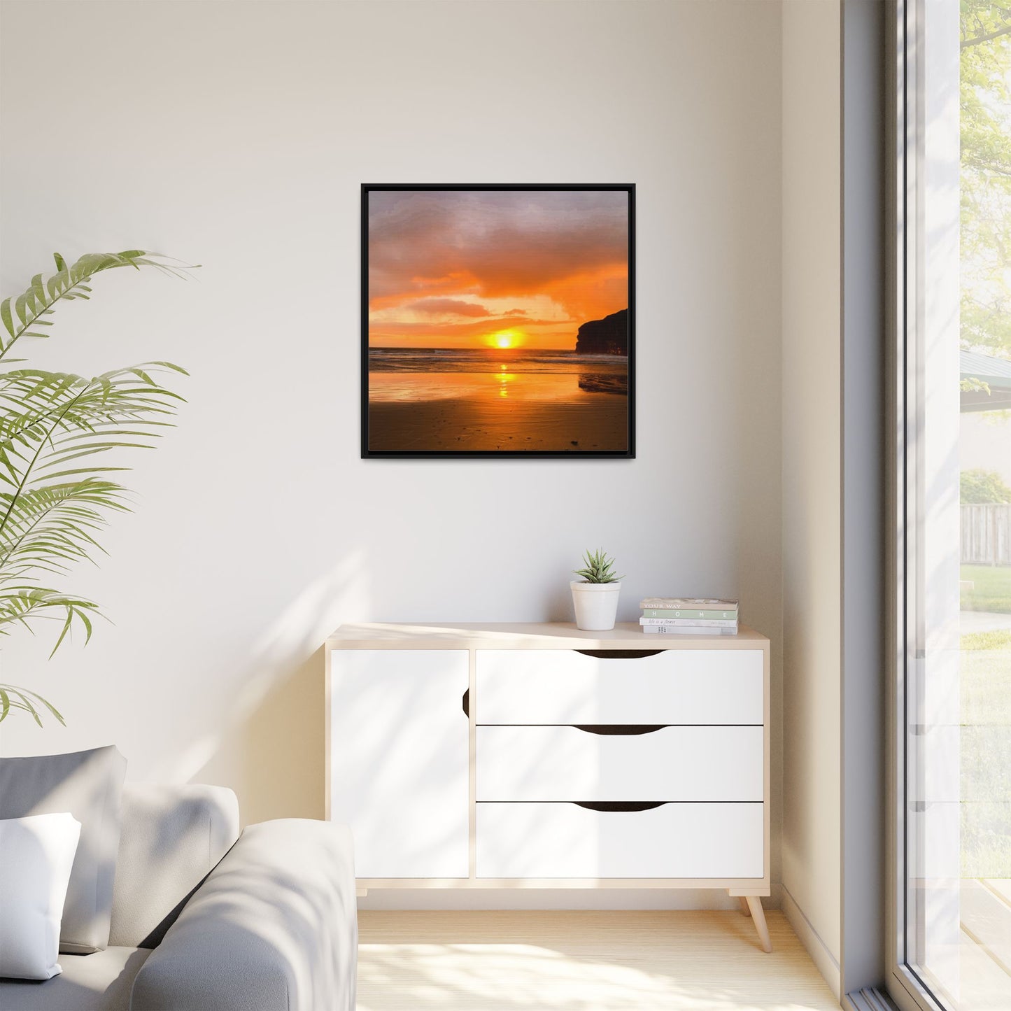 Sunset in Ballybunion Matte Canvas, Framed (Multi-color)