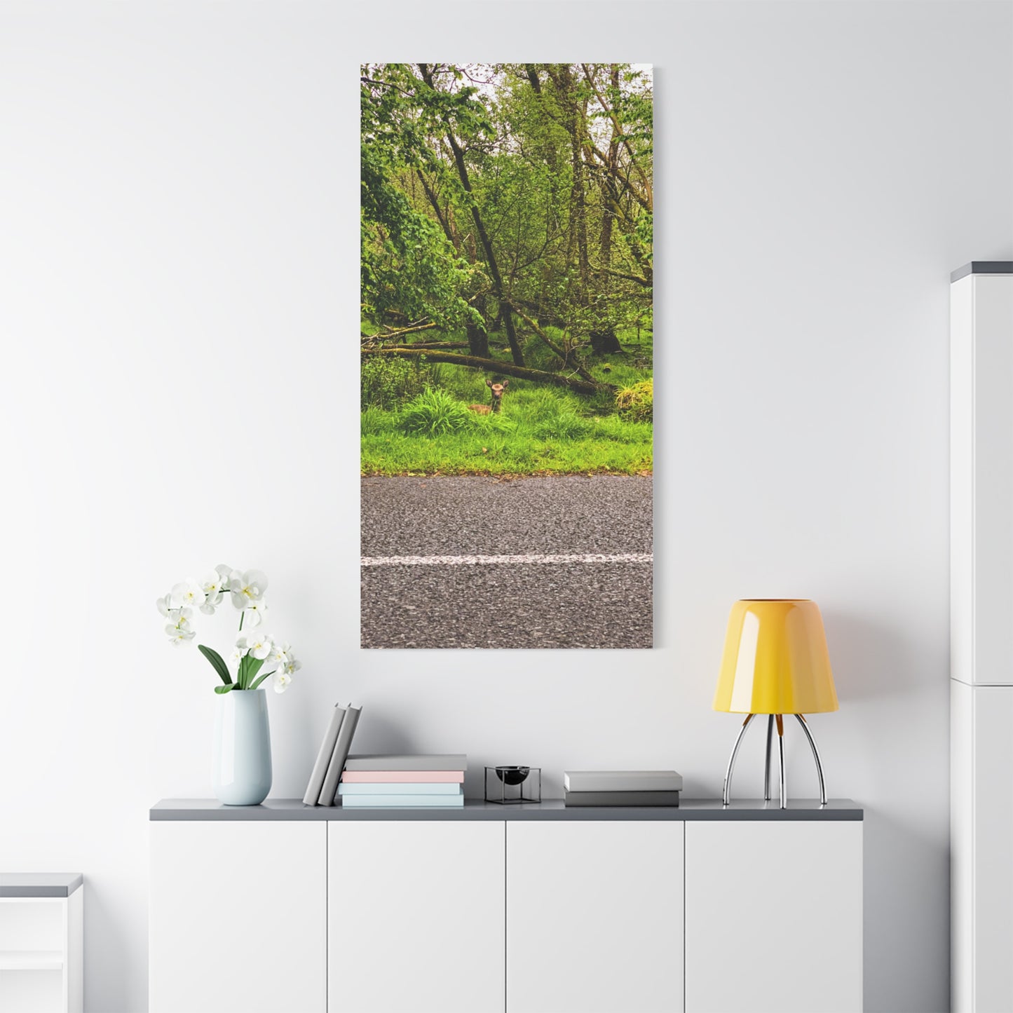 Deer in Ditch Matte Canvas, Stretched, 1.25"