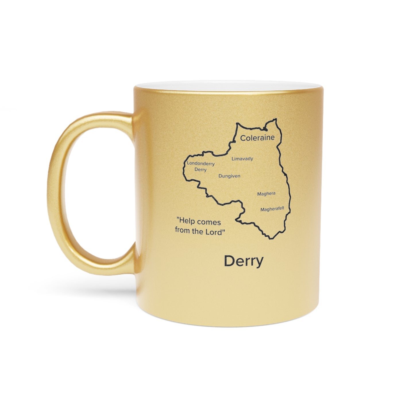 Derry County Metallic Colour Mug - Silver/Gold - Perfect Gift for Coffee Lovers