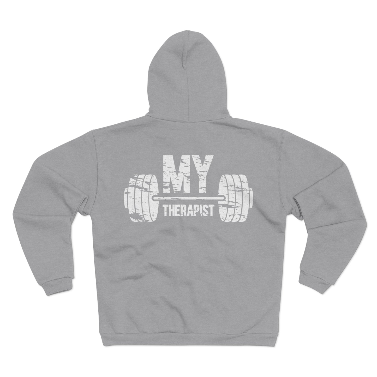 Funny Gym Lover's Unisex Hooded Zip Sweatshirt - 'My Therapist' Design