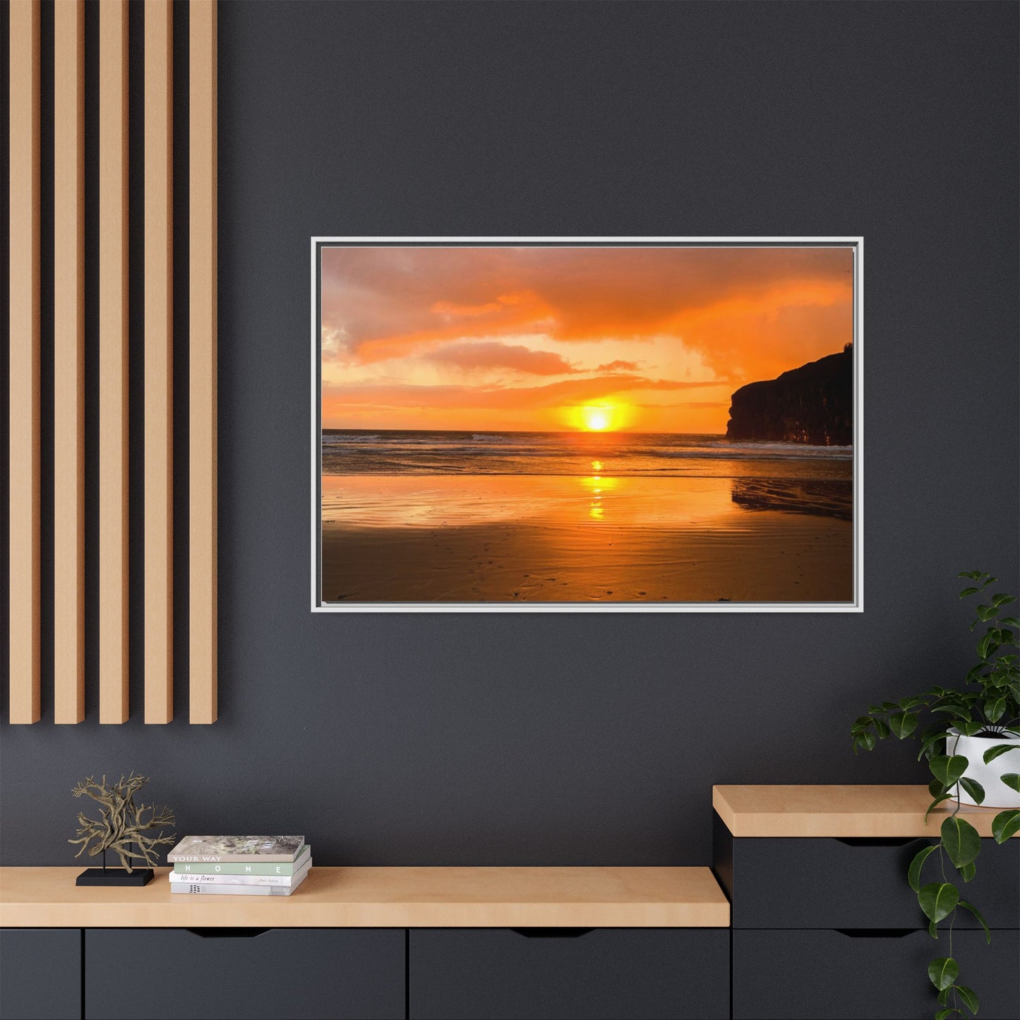 Sunset in Ballybunion Matte Canvas, Framed (Multi-color)
