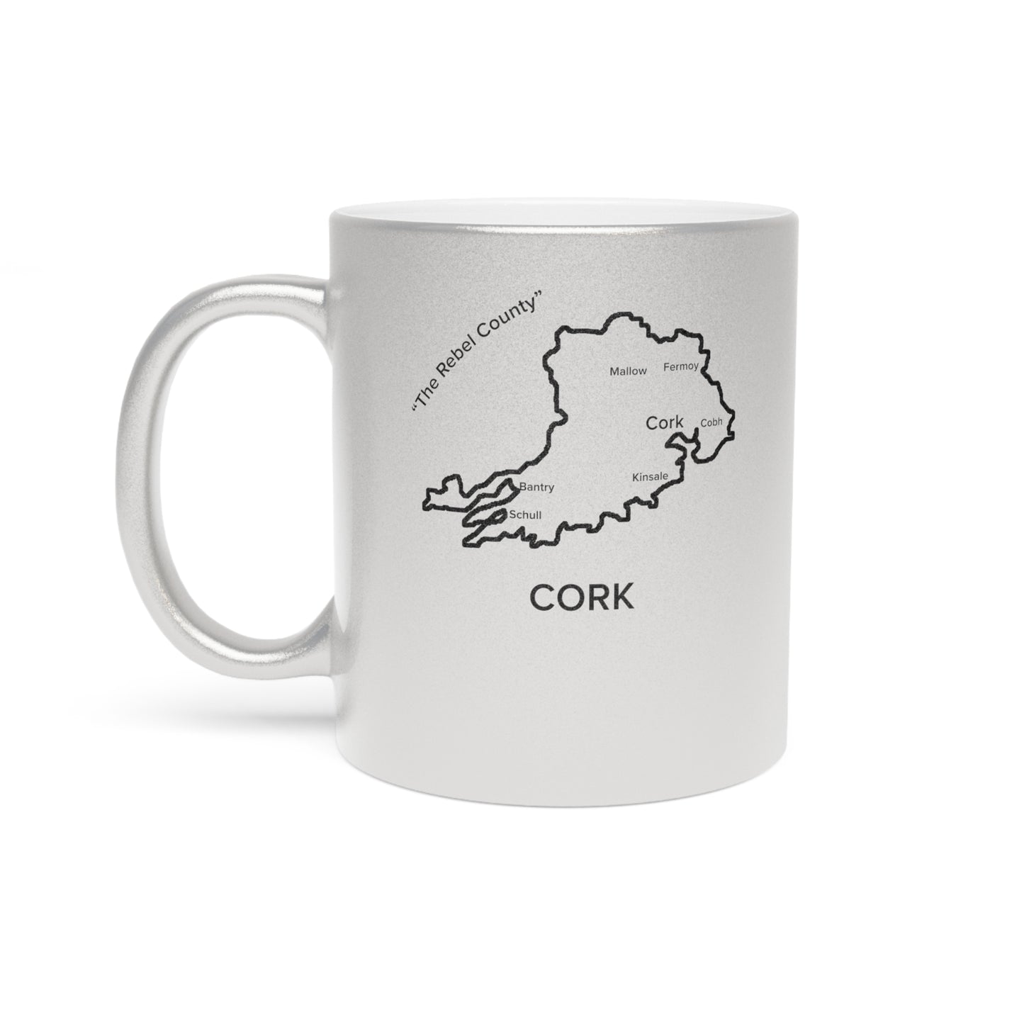 Cork County Metallic Colour Mug - Silver/Gold - Perfect Gift for Coffee Lovers
