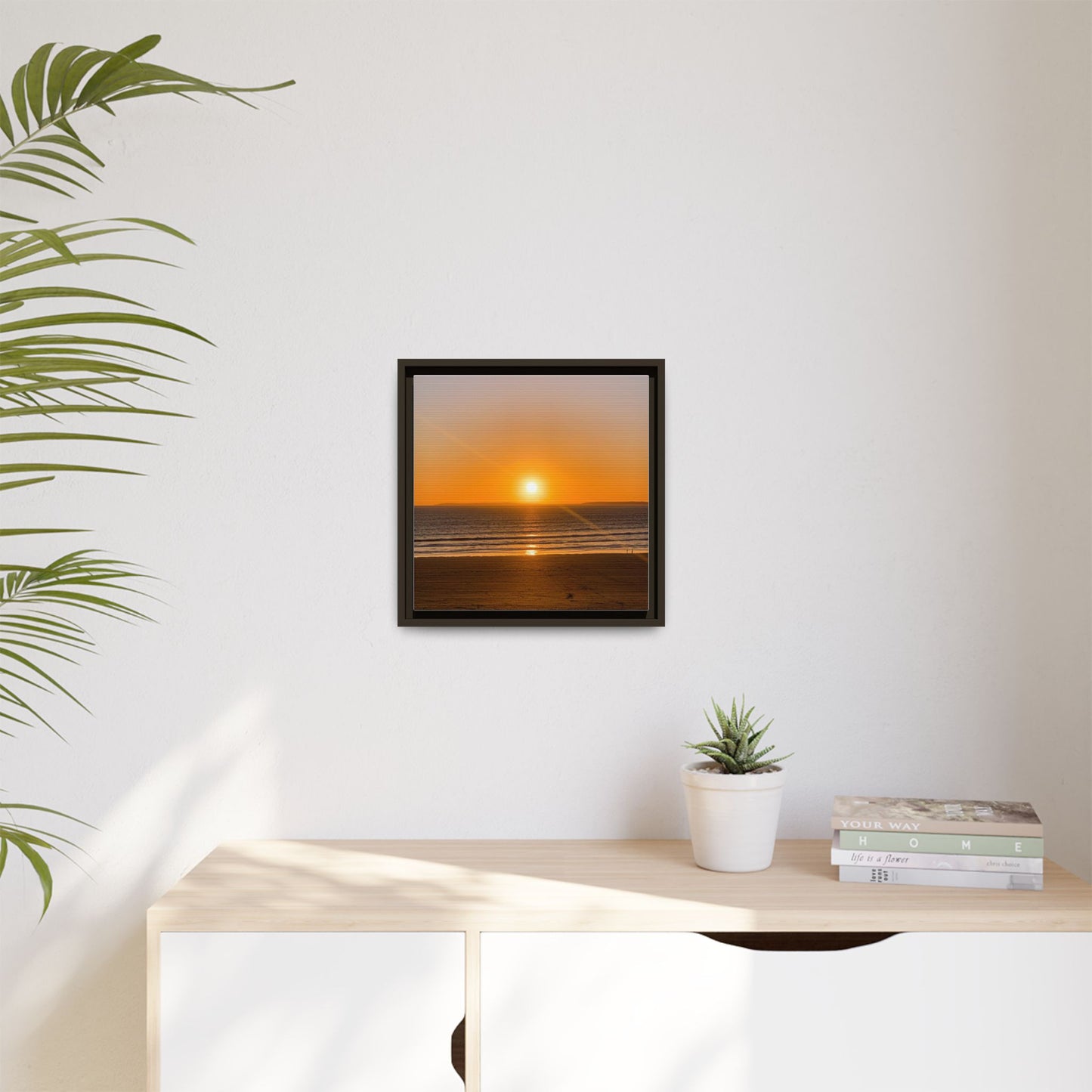 Sunset in Ocean Matte Canvas, Framed (Multi-color)