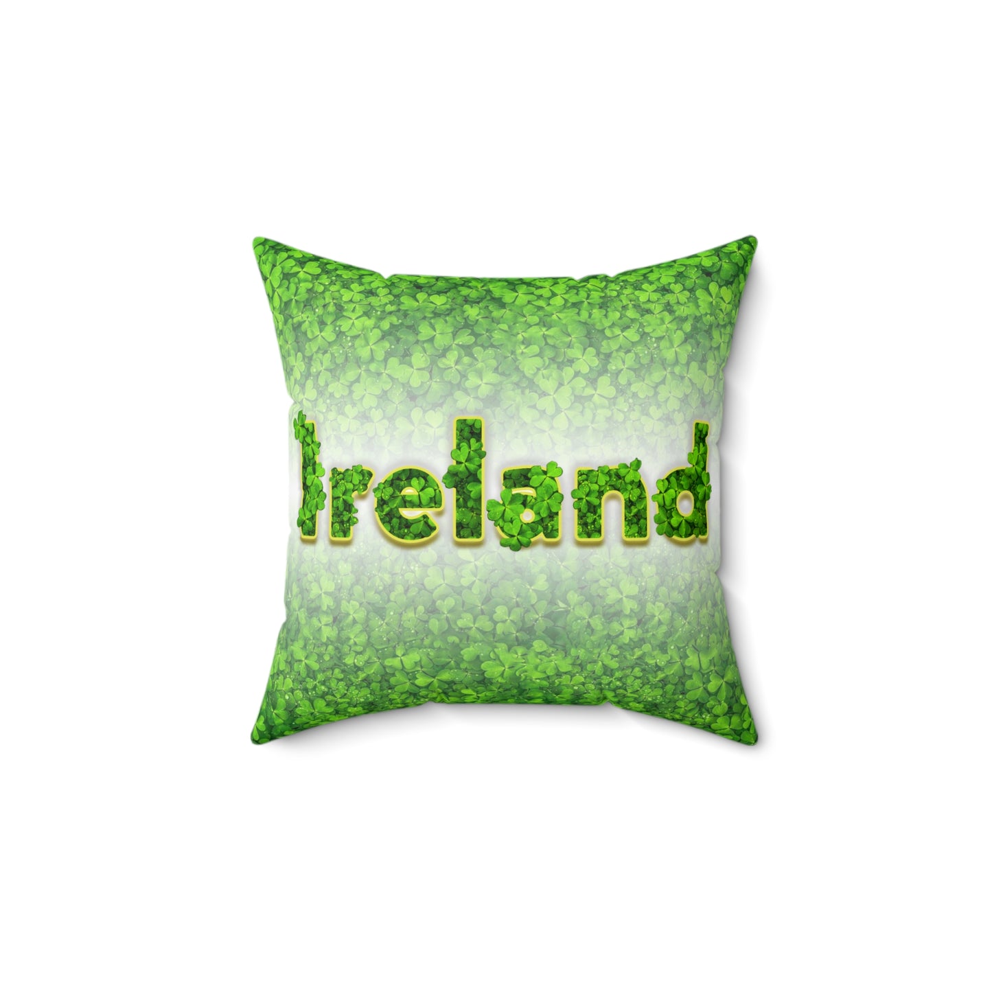 ireland Green Spun Polyester Square Pillow