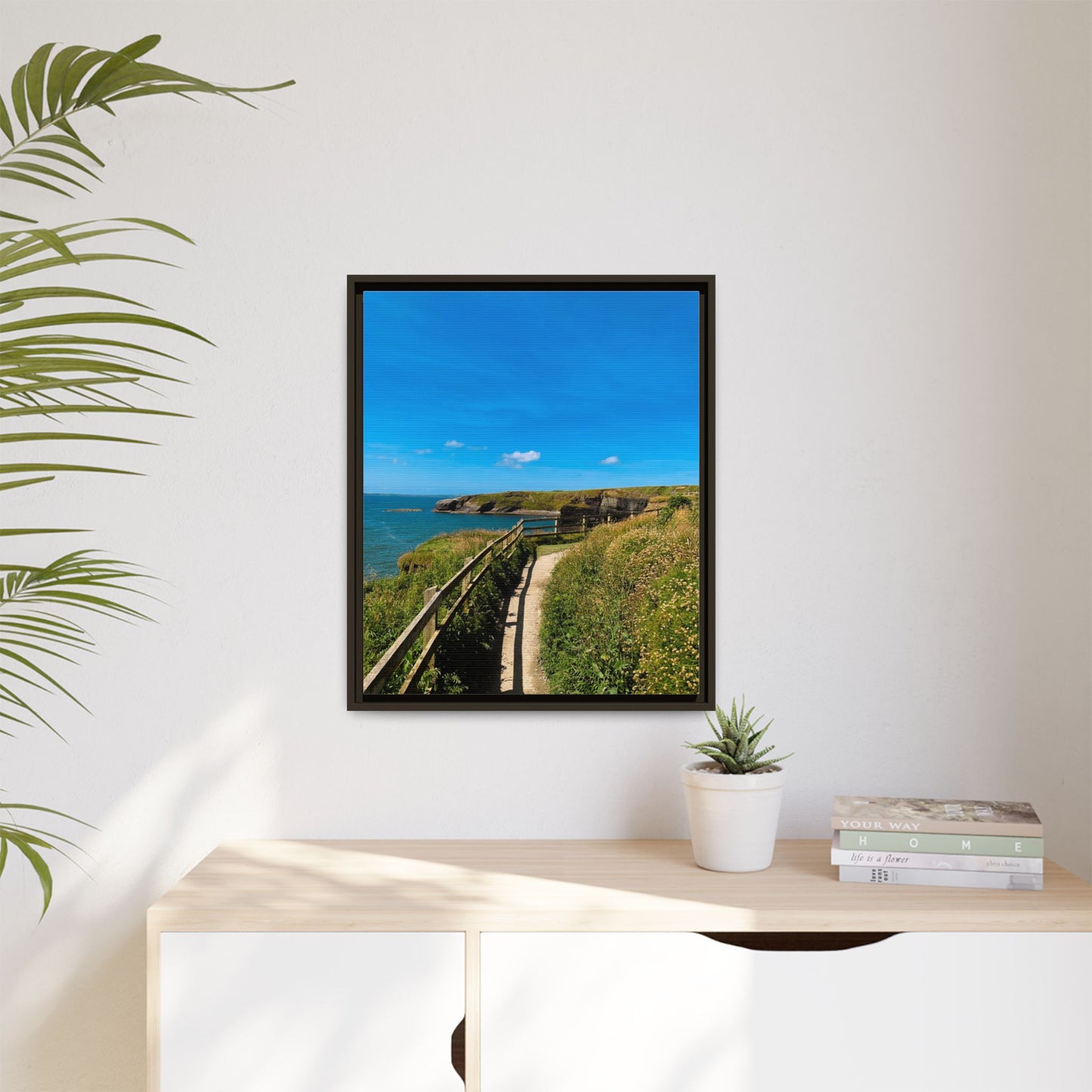 Cliff Trail Ballybunion Matte Canvas, Framed (Multi-color)