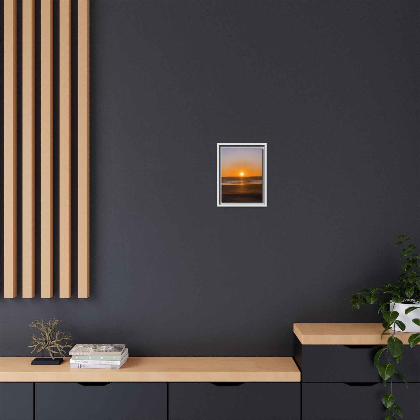 Sunset in Ocean Matte Canvas, Framed (Multi-color)