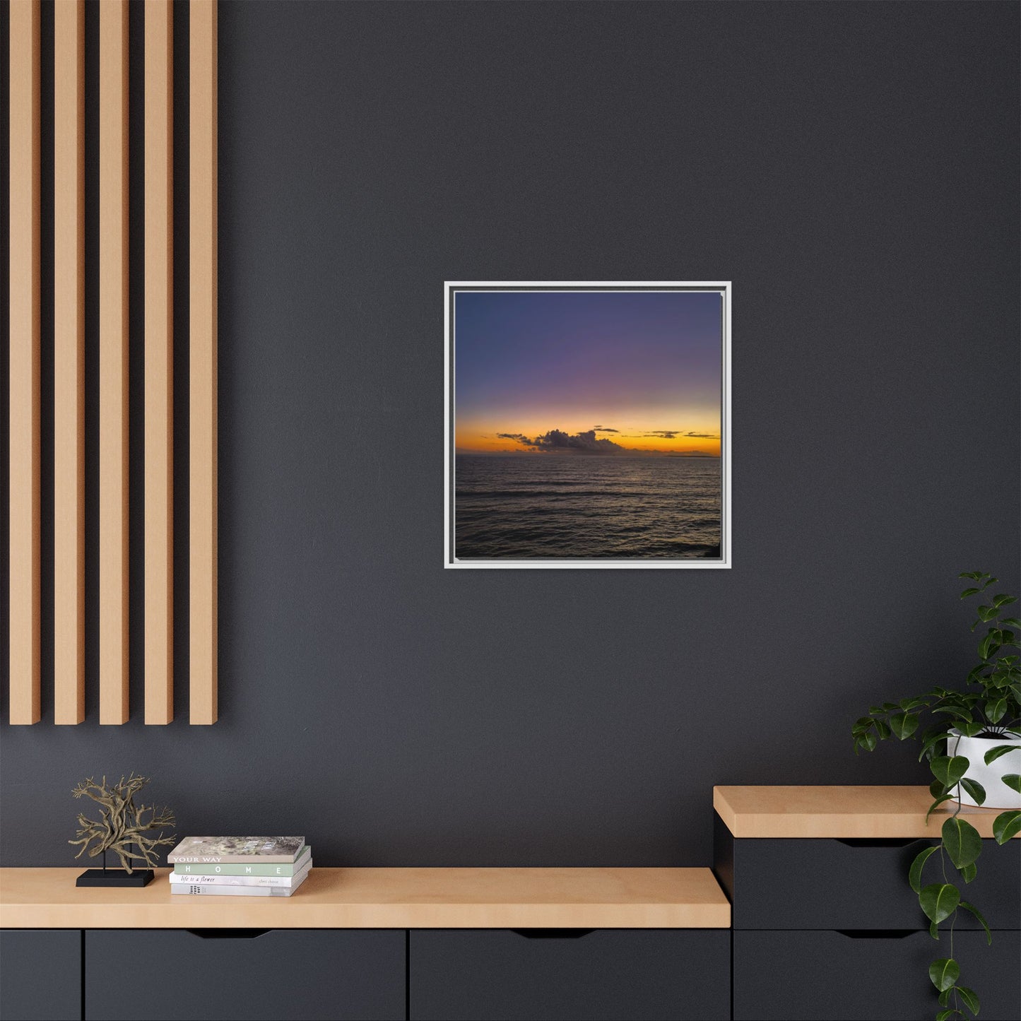 Sunset in Ocean 2 Matte Canvas, Framed (Multi-color)