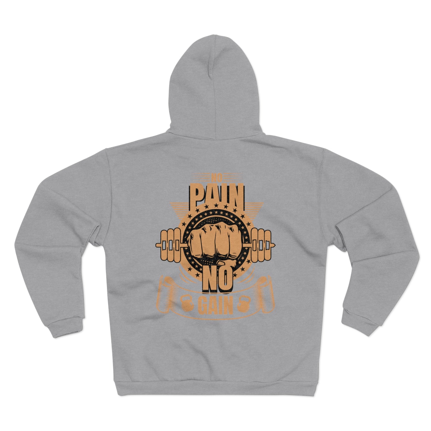 Motivational "No Pain No Gain" Unisex Hooded Zip Sweatshirt - Perfect for Gym Enthusiasts