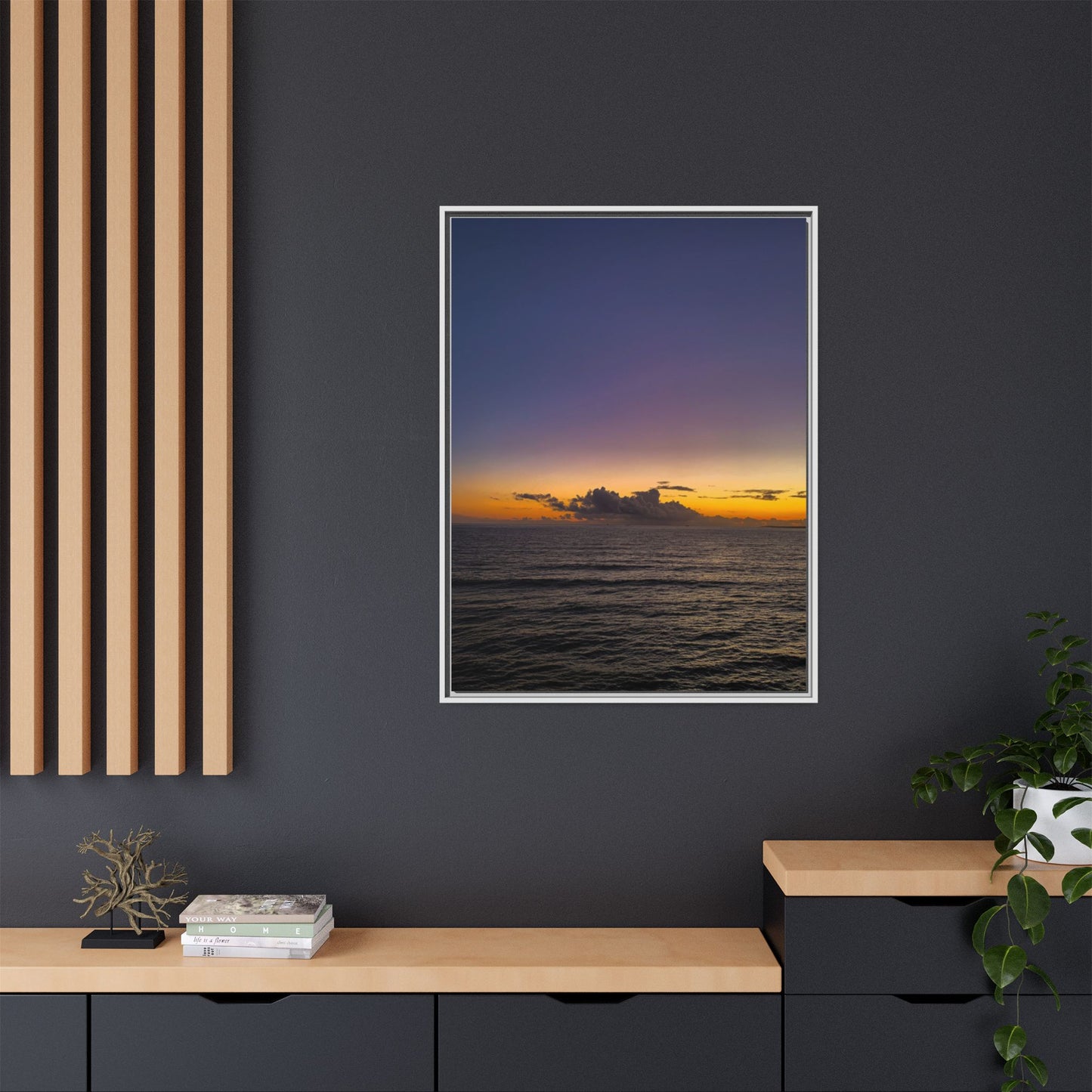 Sunset in Ocean 2 Matte Canvas, Framed (Multi-color)