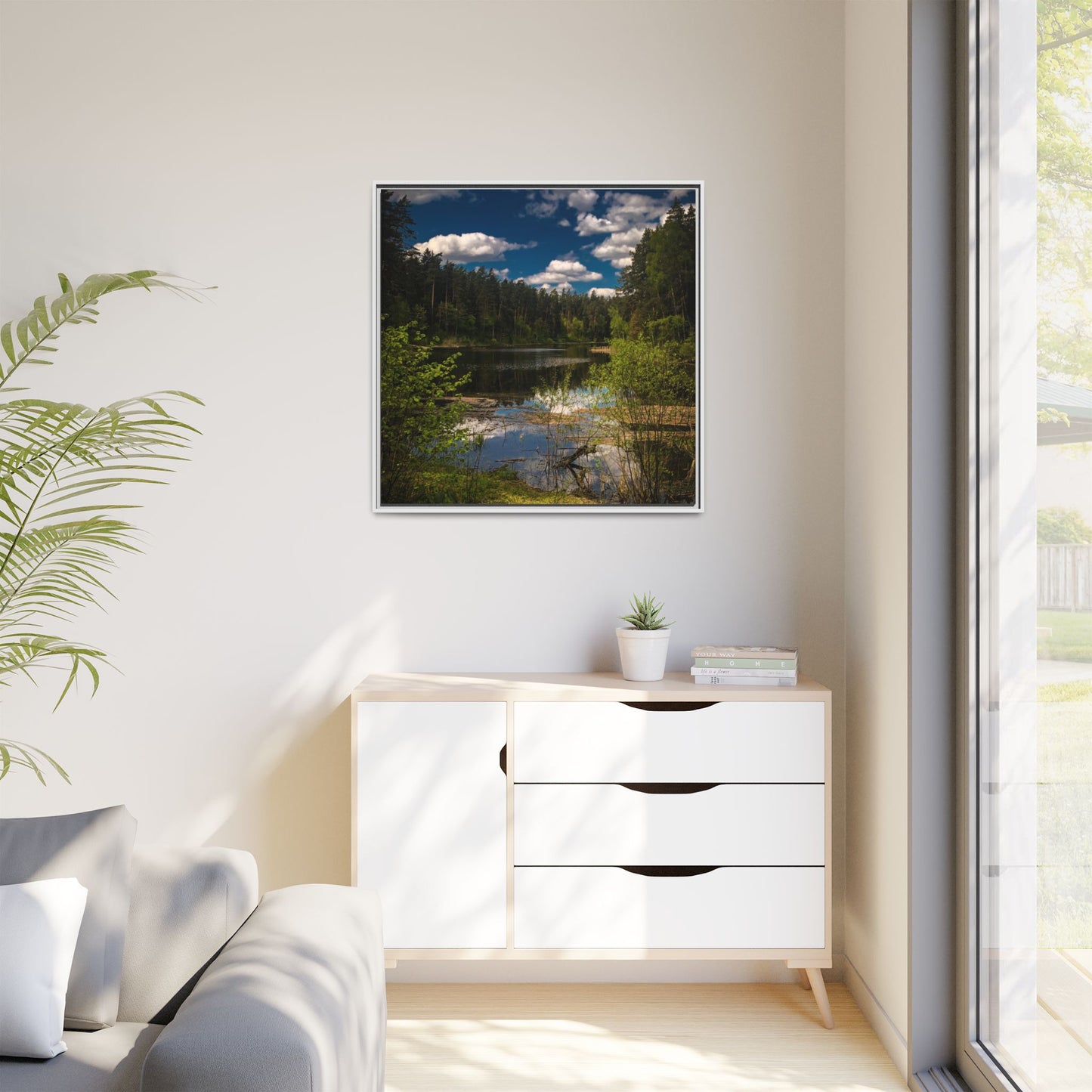 Vilnius Lake Matte Canvas, Framed (Multi-color)