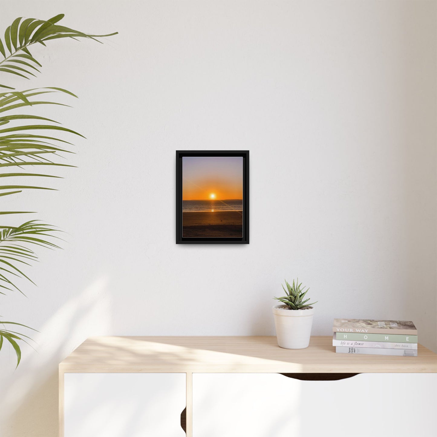 Sunset in Ocean Matte Canvas, Framed (Multi-color)