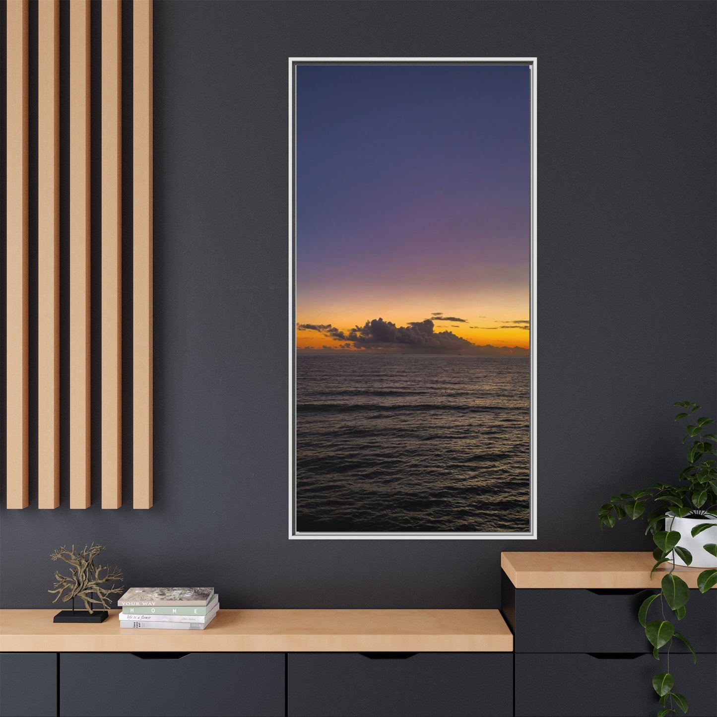 Sunset in Ocean 2 Matte Canvas, Framed (Multi-color)