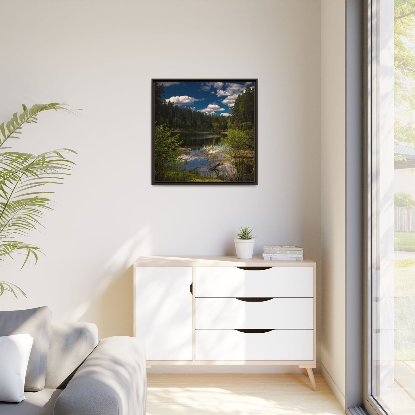 Vilnius Lake Matte Canvas, Framed (Multi-color)