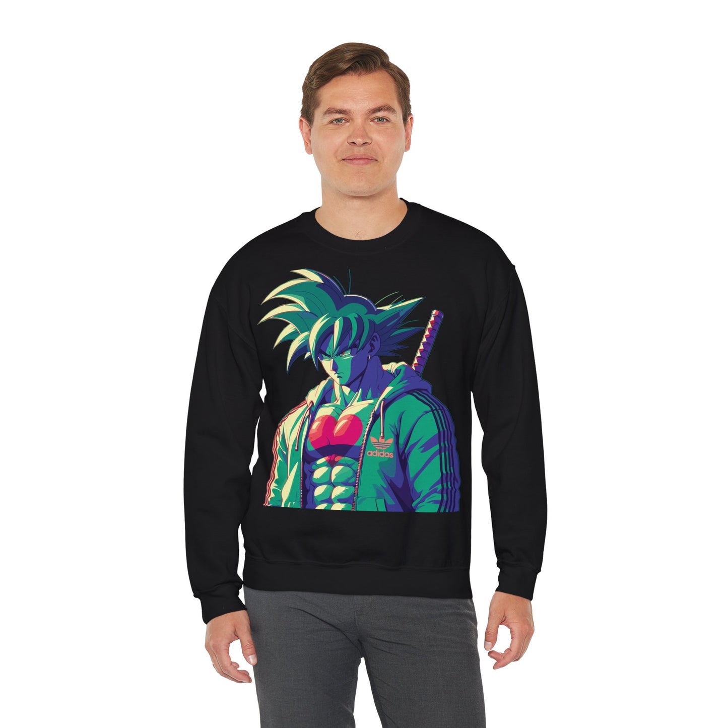 Unisex Heavy Blend™ Crewneck Sweatshirt - Retro Anime Hero Design