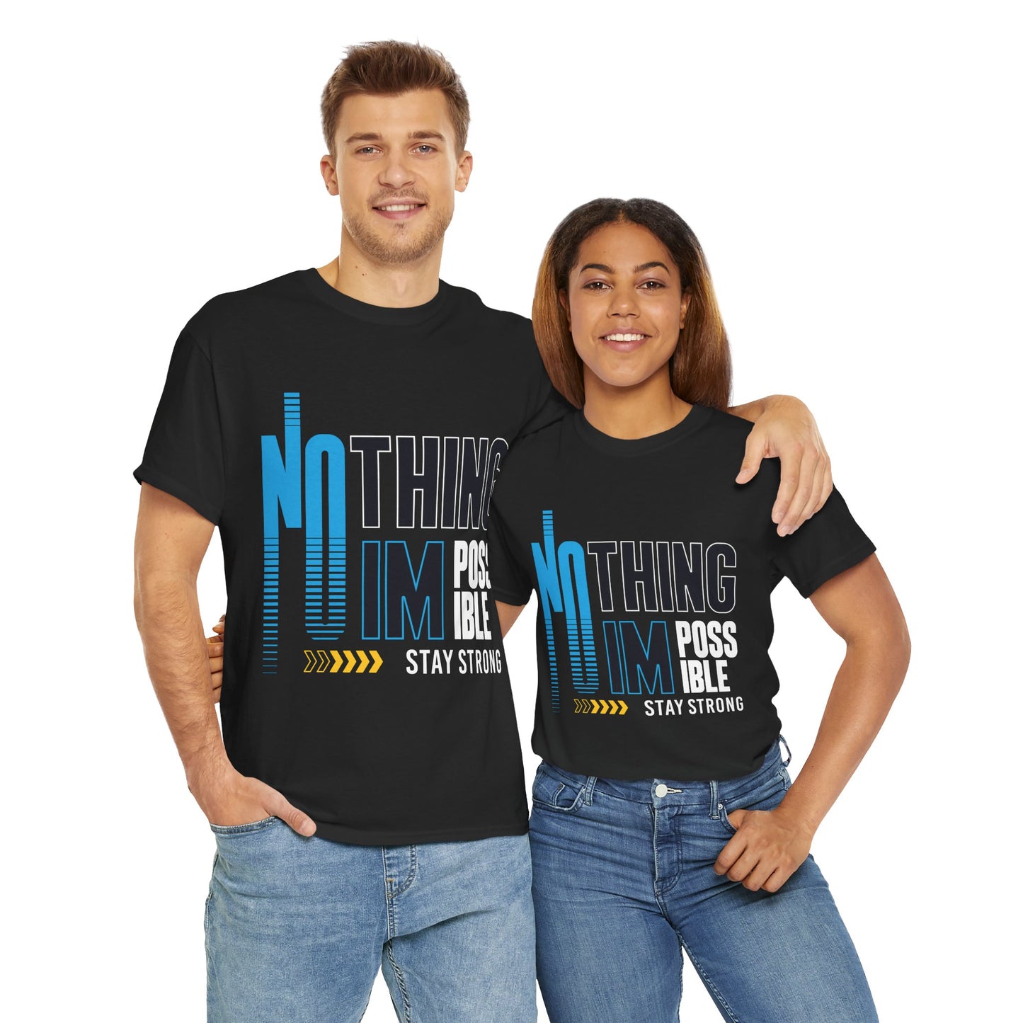 Motivational Unisex Heavy Cotton Tee - "Nothing is Impossible, Stay Strong"