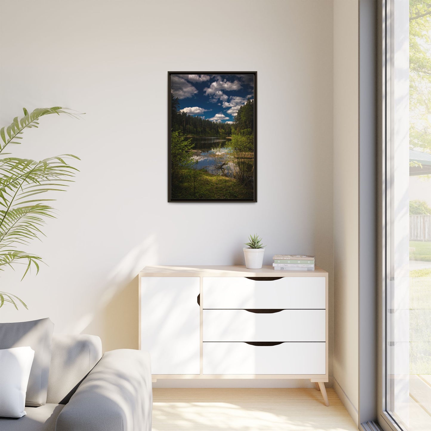 Vilnius Lake Matte Canvas, Framed (Multi-color)