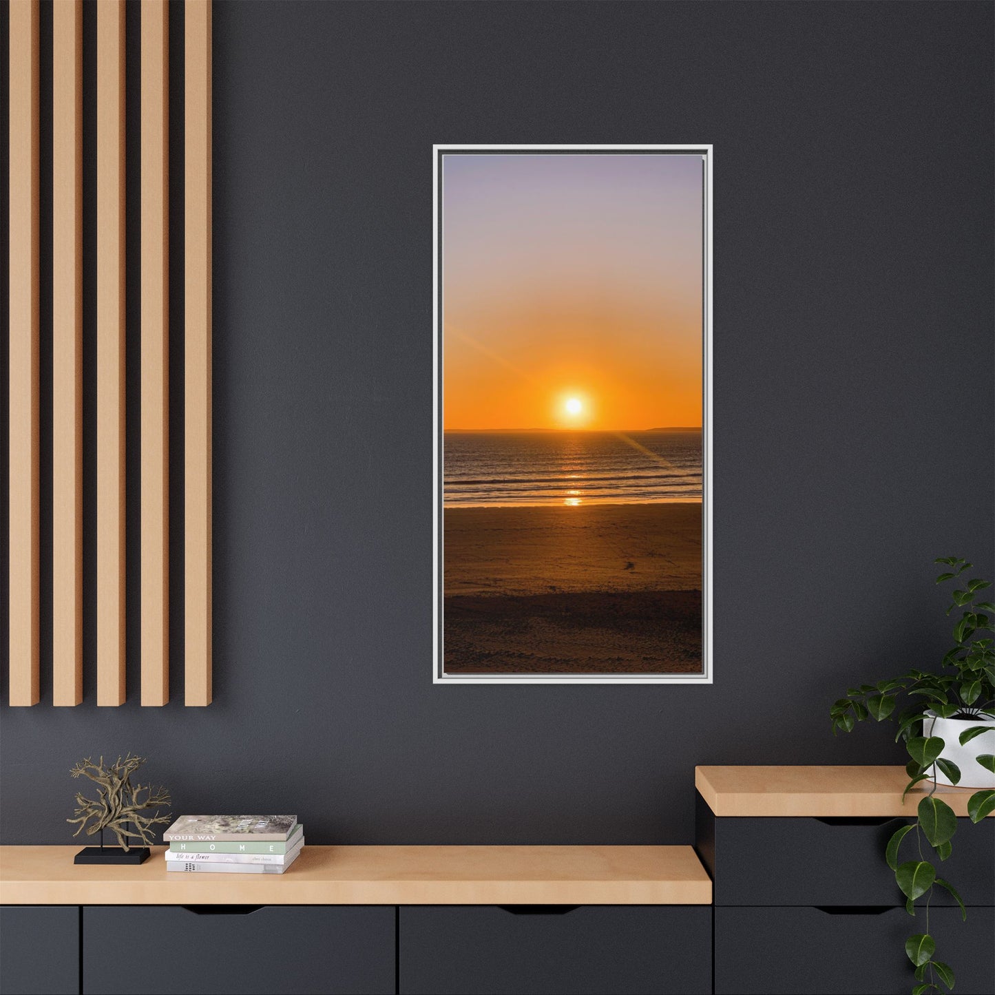 Sunset in Ocean Matte Canvas, Framed (Multi-color)
