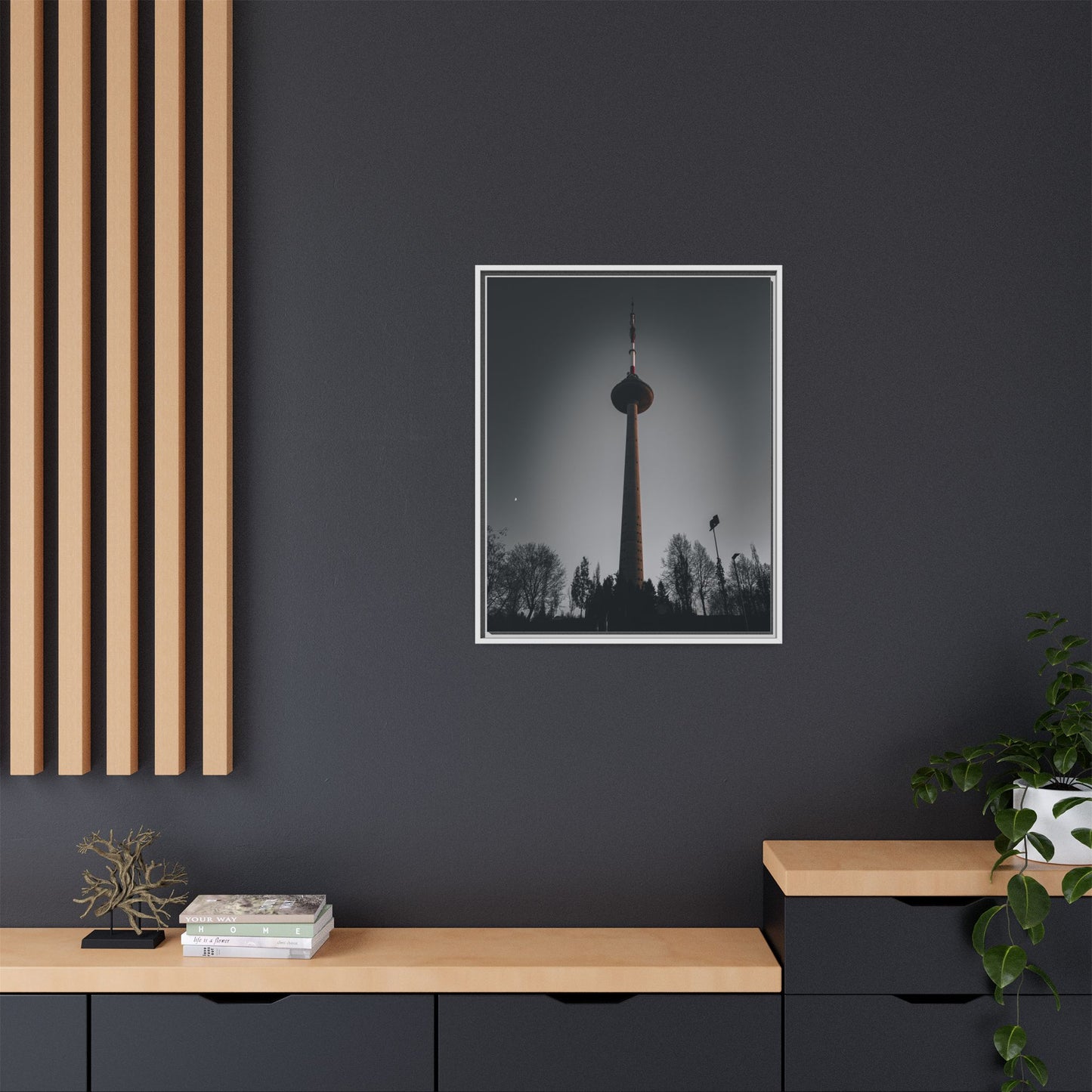 TV Tower Matte Canvas, Framed (Multi-color)