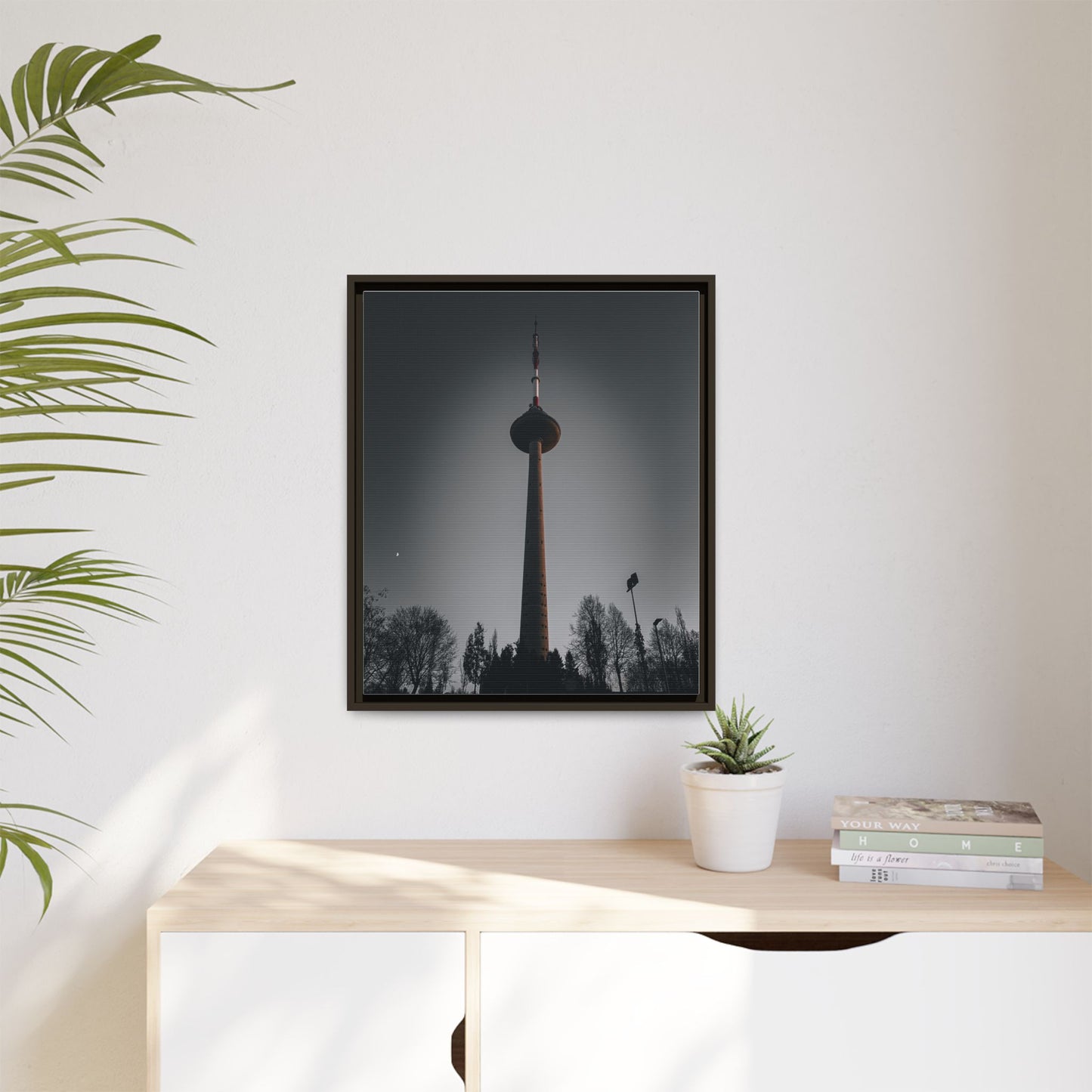 TV Tower Matte Canvas, Framed (Multi-color)