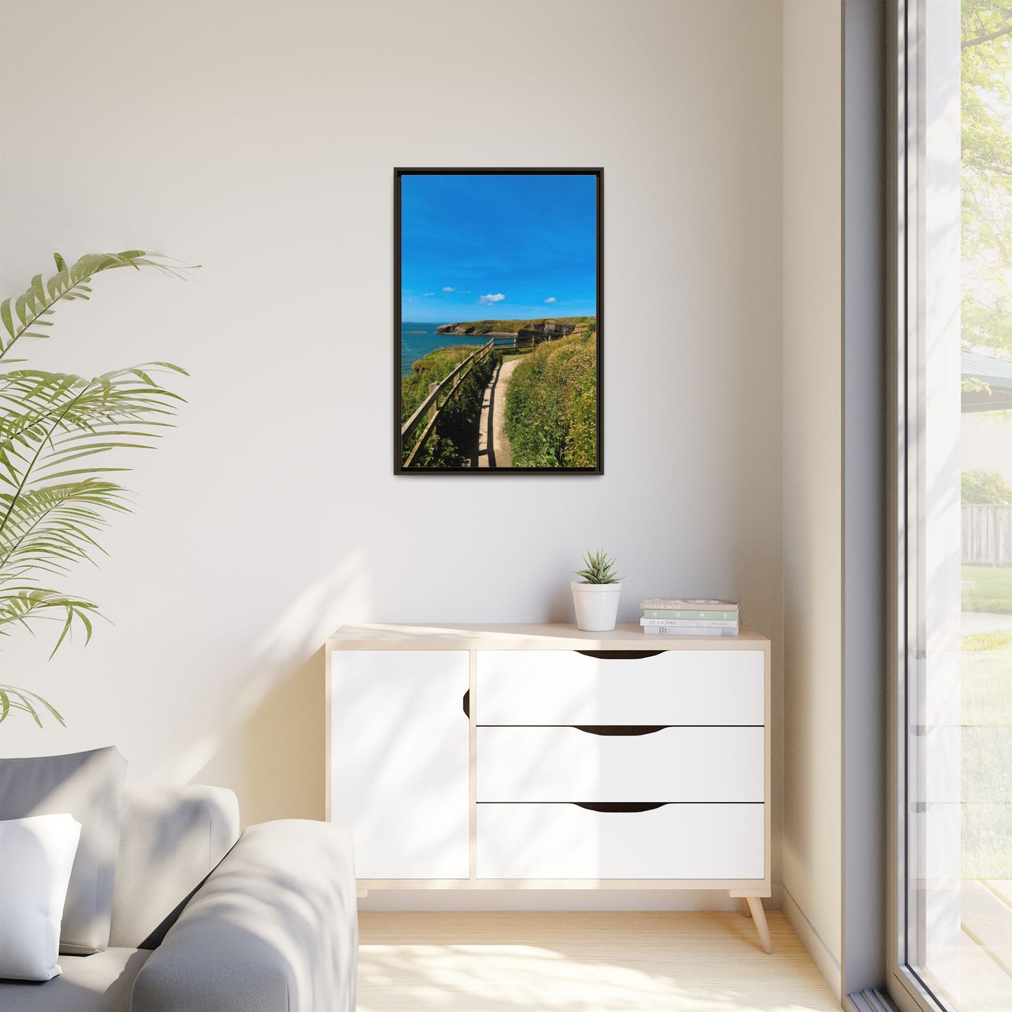 Cliff Trail Ballybunion Matte Canvas, Framed (Multi-color)