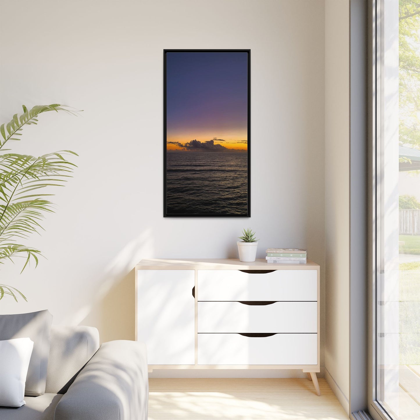 Sunset in Ocean 2 Matte Canvas, Framed (Multi-color)