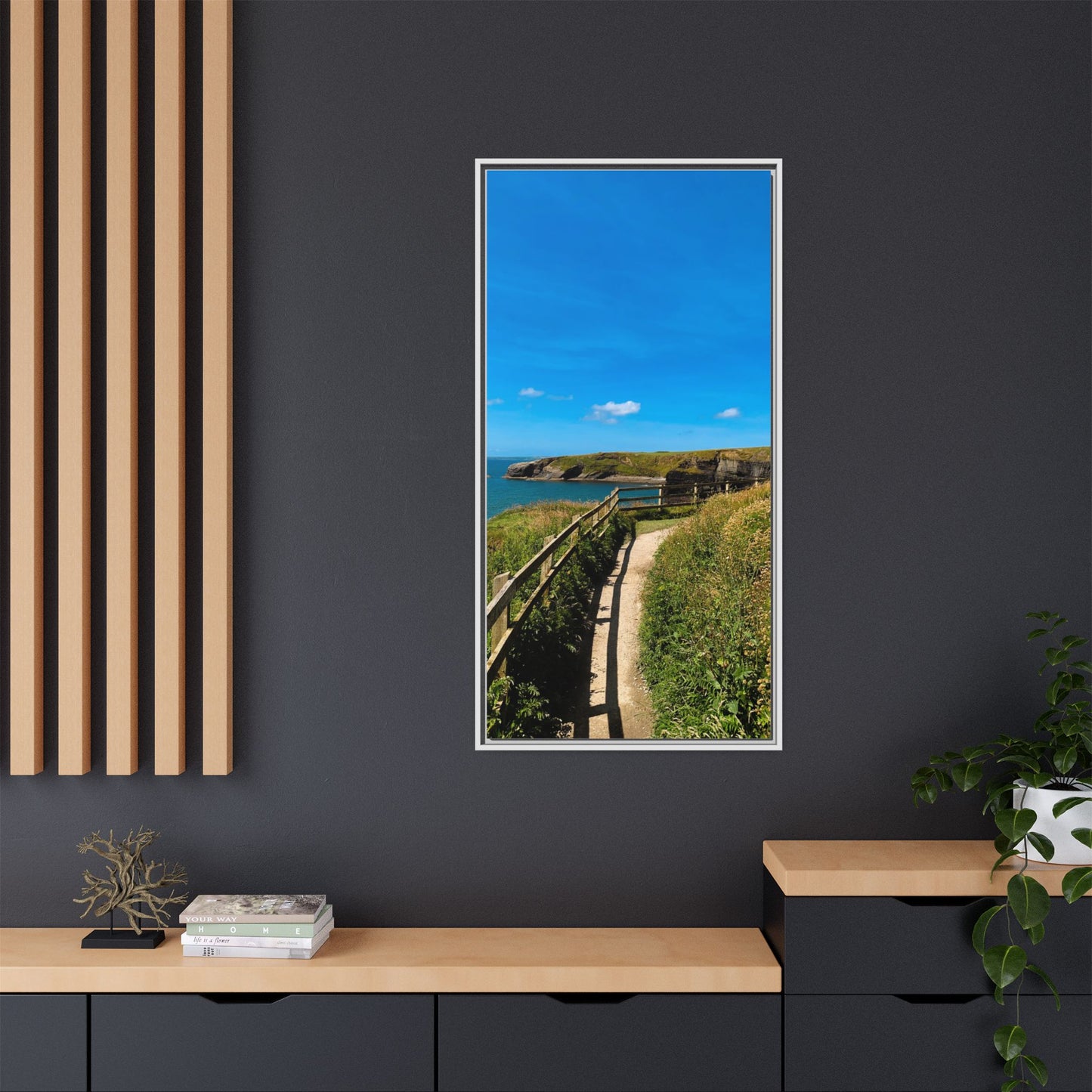 Cliff Trail Ballybunion Matte Canvas, Framed (Multi-color)