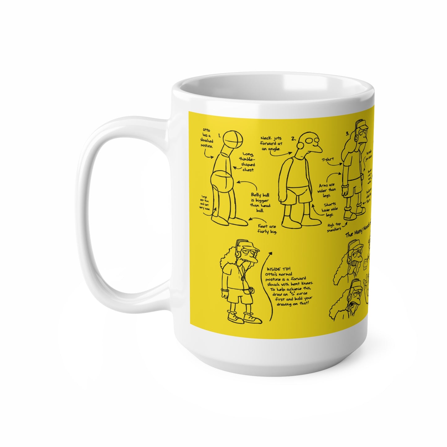 Cartoon-Inspired Ceramic Coffee Cup - Otto's Moods - Fun 11oz & 15oz Mugs