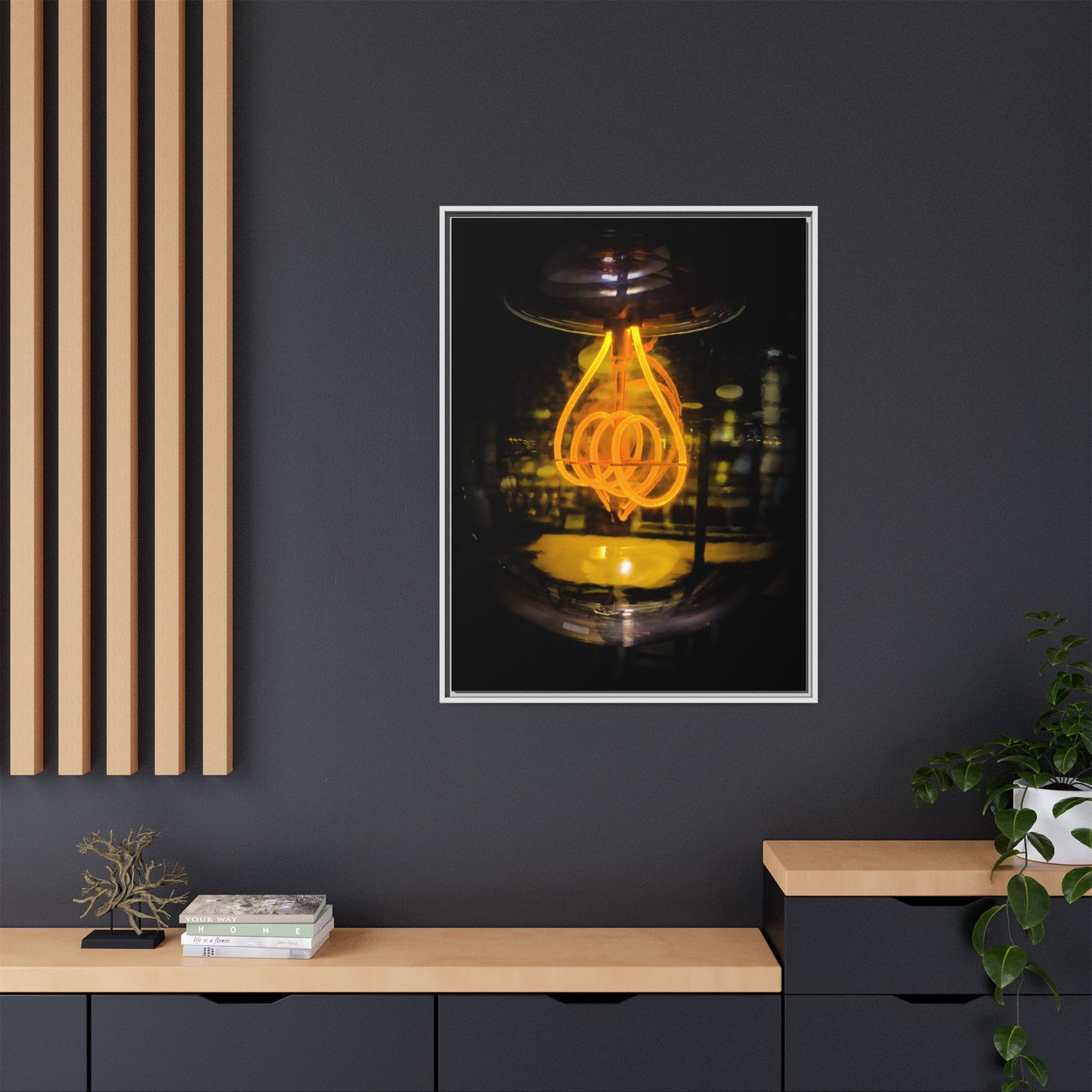 Bulb Matte Canvas, Framed (Multi-color)