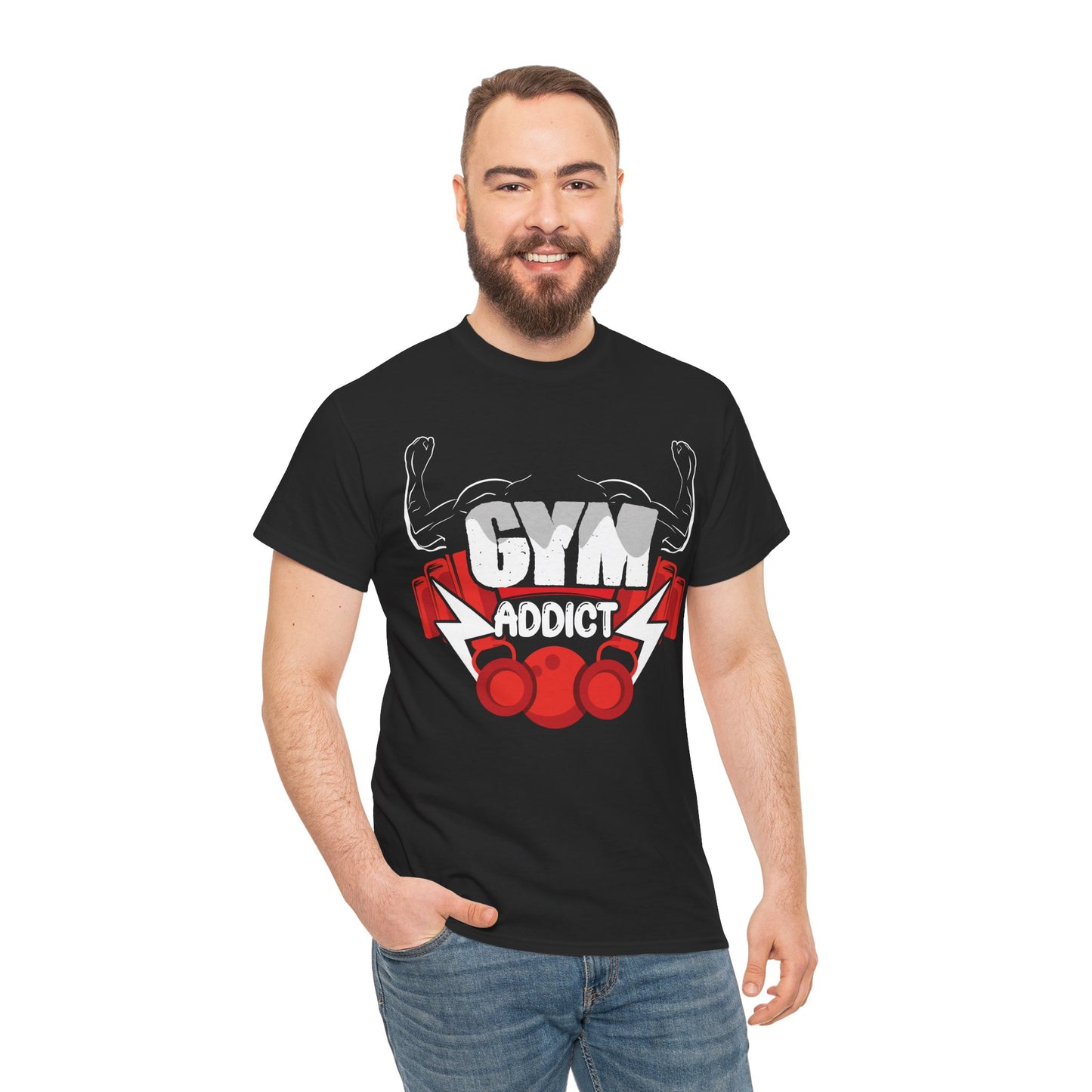 Gym Addict Unisex Heavy Cotton Tee - Fitness Apparel for Workout Enthusiasts