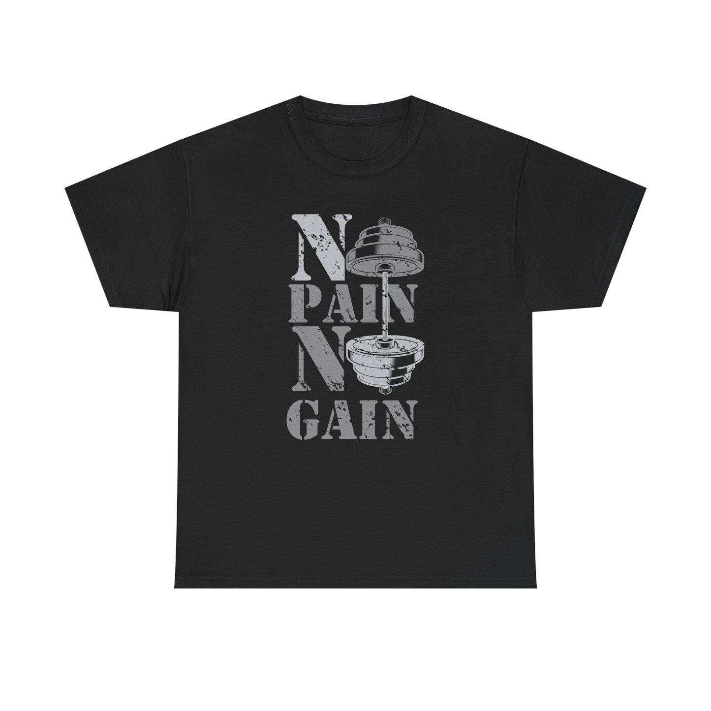 Unisex Heavy Cotton Tee - No Pain No Gain Fitness Shirt