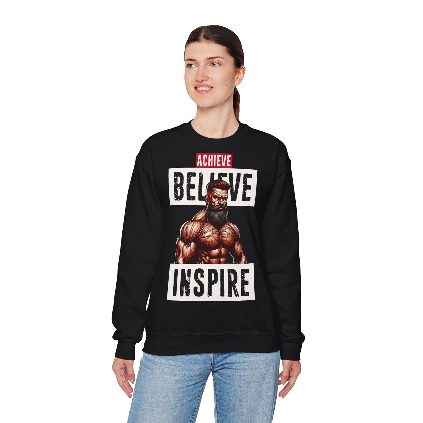 Achieve Believe Unisex Heavy Blend™ Crewneck Sweatshirt - Motivational Fitness Apparel