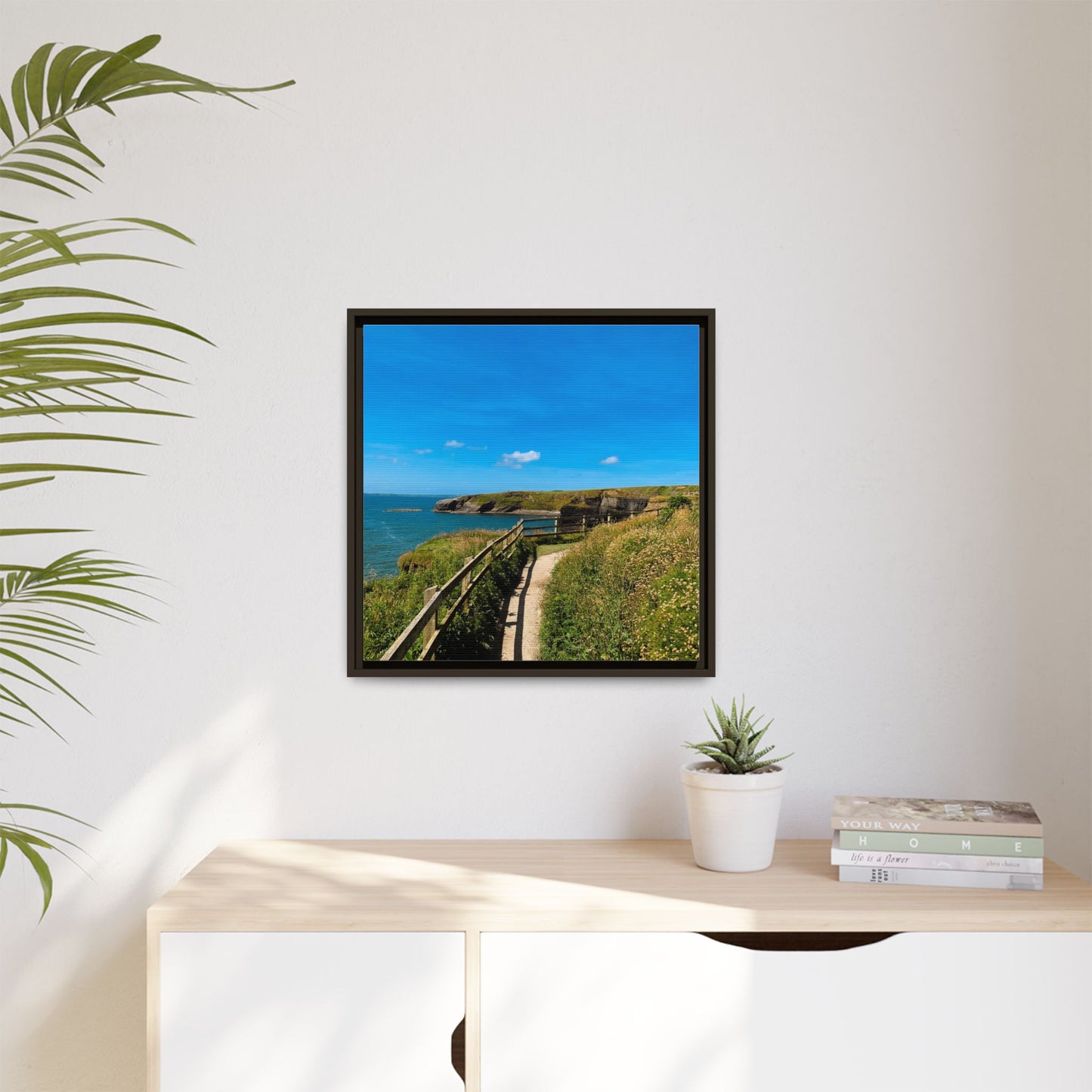 Cliff Trail Ballybunion Matte Canvas, Framed (Multi-color)