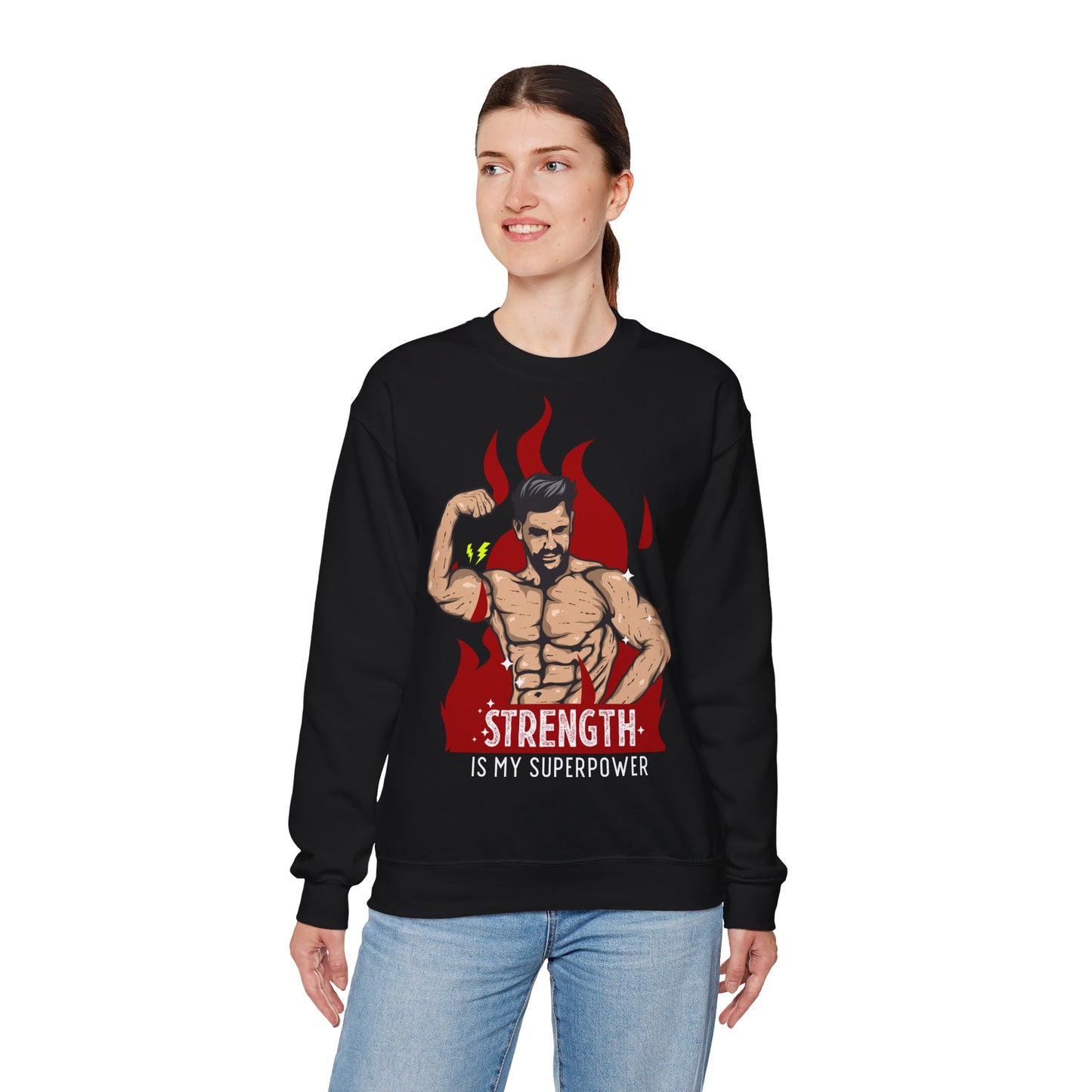 Strength Is My Superpower Unisex Heavy Blend™ Crewneck Sweatshirt - Perfect for Fitness Enthusiasts
