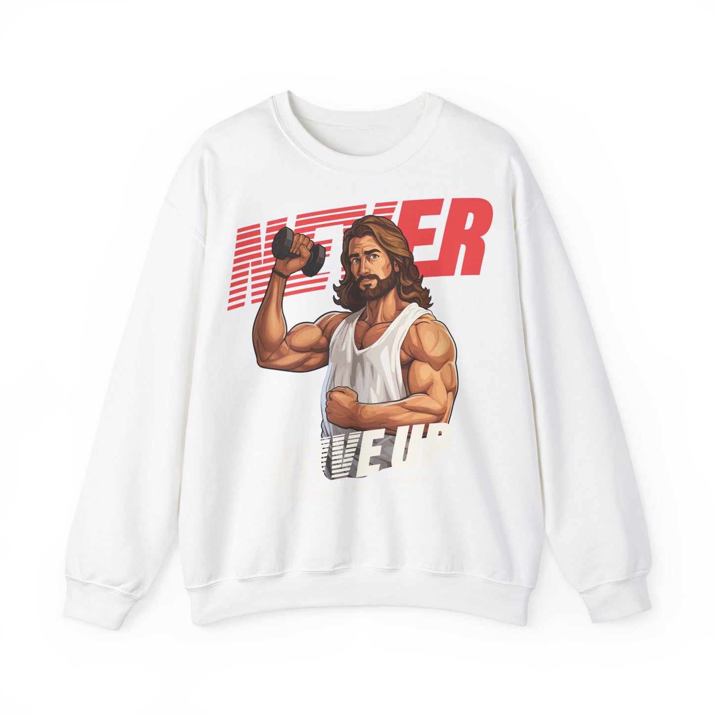 Fitness Motivation Unisex Heavy Blend™ Crewneck Sweatshirt - 'Never Give Up'