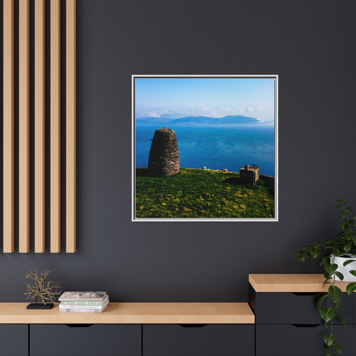 Ask Tower Matte Canvas, Framed (Multi-color)