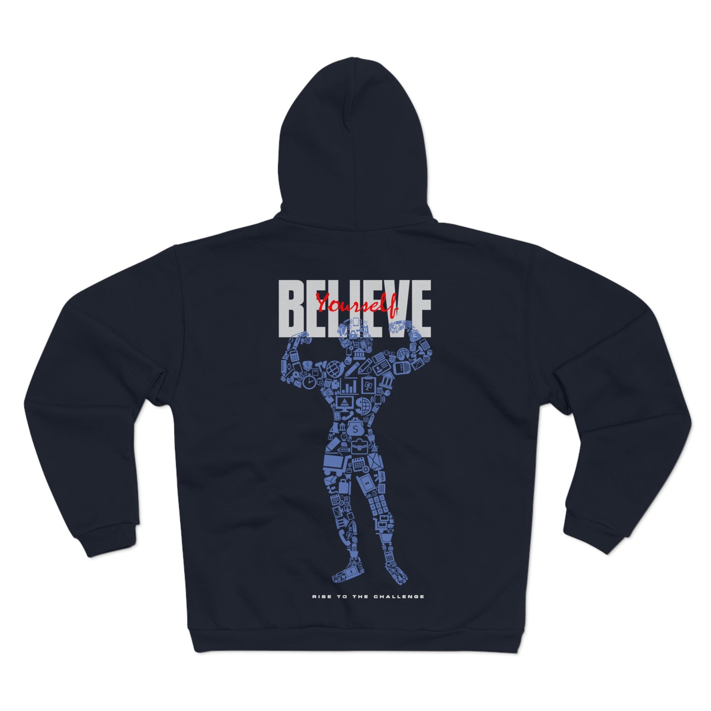 Motivational Zip-Up Hoodie - 'Believe' Design for Everyday Inspiration