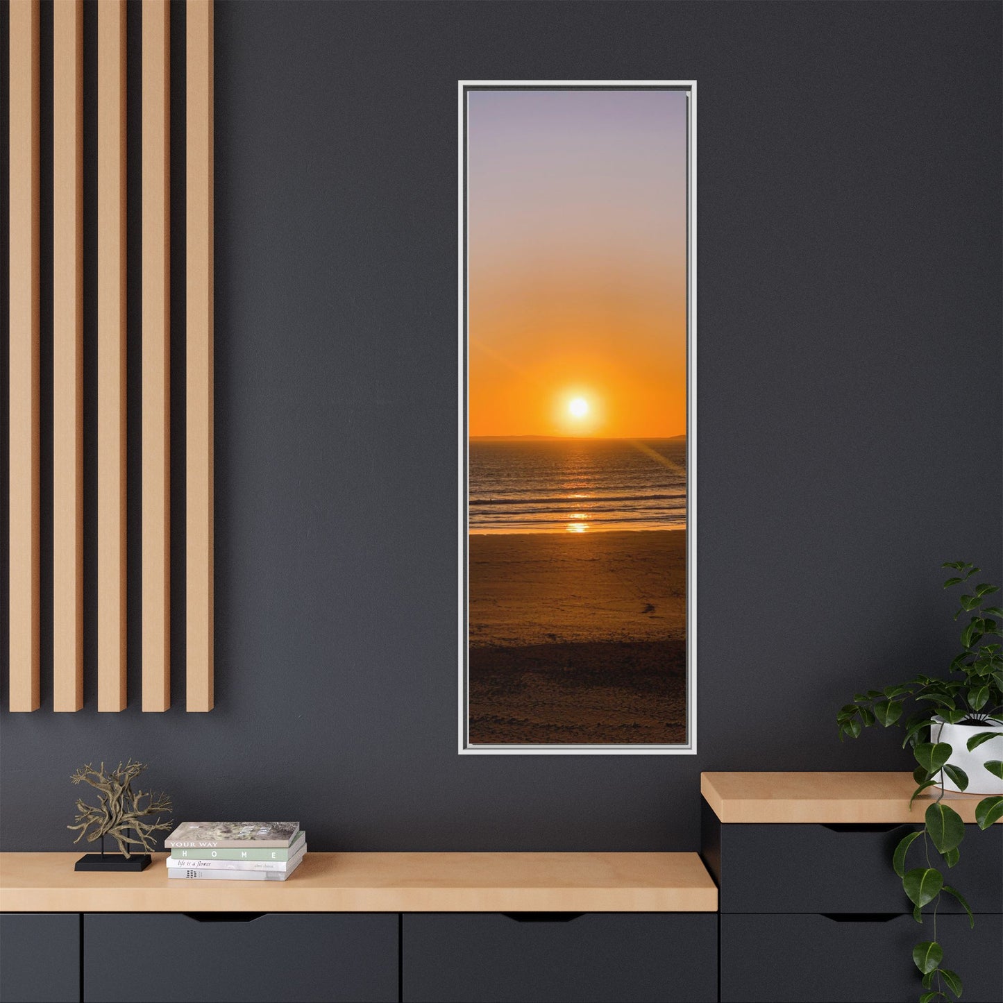 Sunset in Ocean Matte Canvas, Framed (Multi-color)