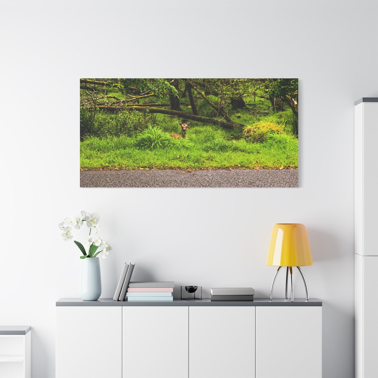 Deer in Ditch Matte Canvas, Stretched, 1.25"