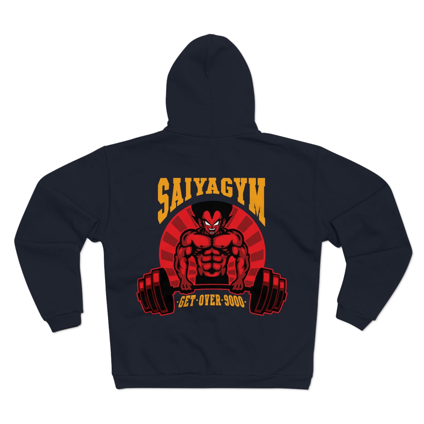 SaiyaGym Unisex Hooded Zip Sweatshirt - Get Over 9000 Gym Motivation