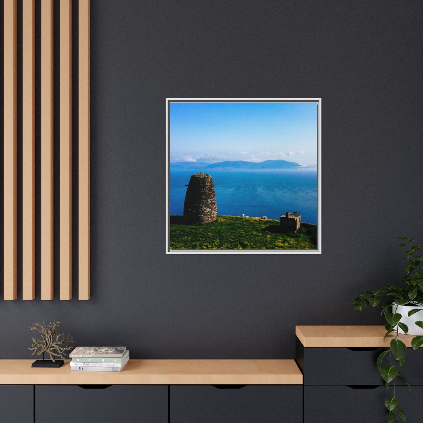 Ask Tower Matte Canvas, Framed (Multi-color)