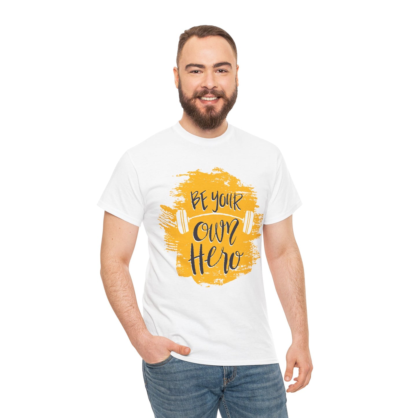 Be Your Own Hero Unisex Heavy Cotton Tee - Motivational Fitness Shirt