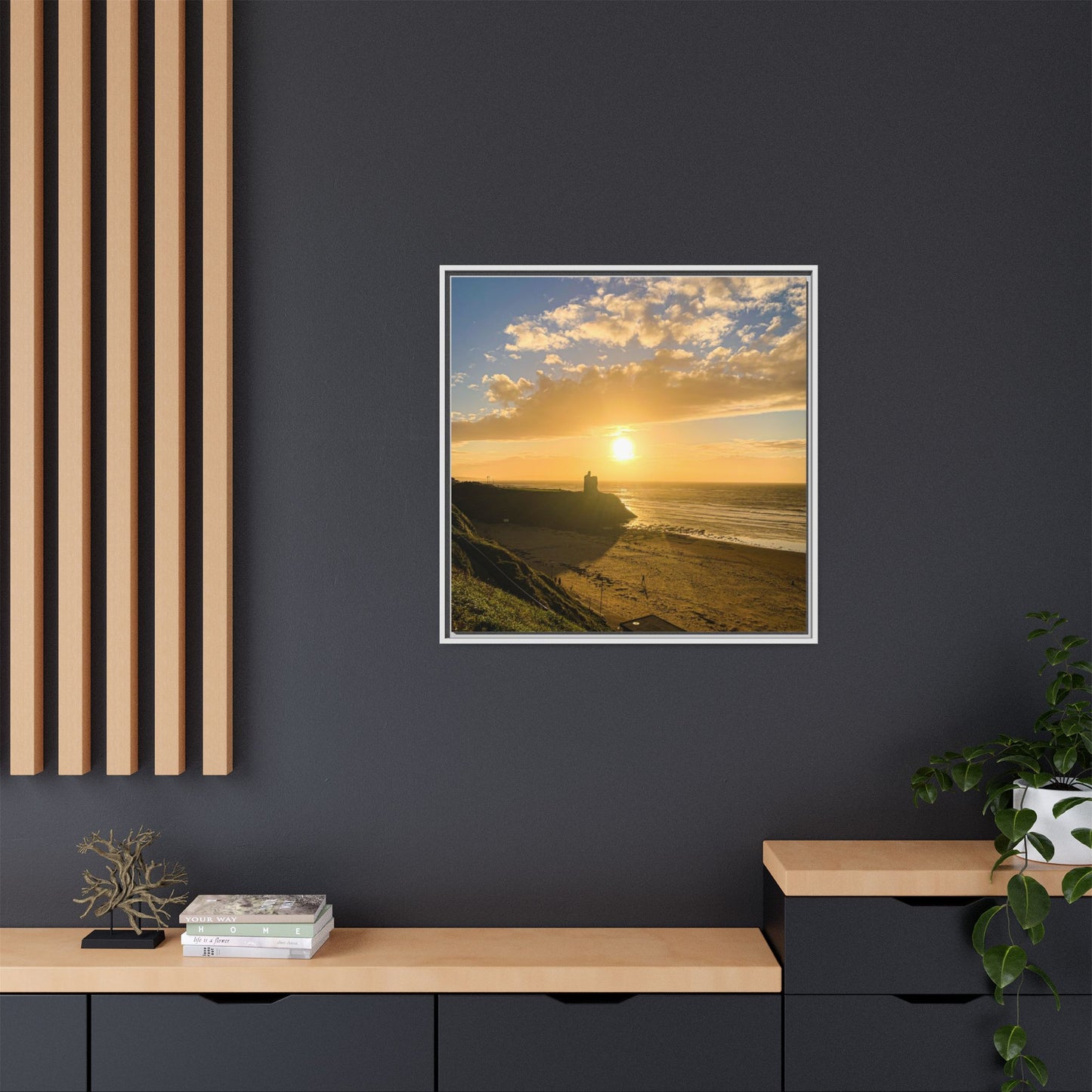 Ballybunion Sunset Castle Matte Canvas, Framed (Multi-color)