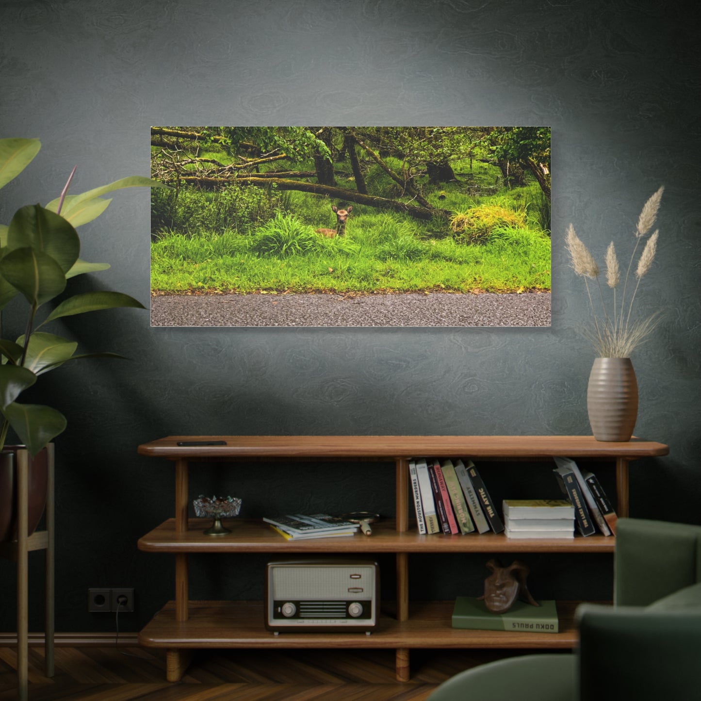 Deer in Ditch Matte Canvas, Stretched, 1.25"