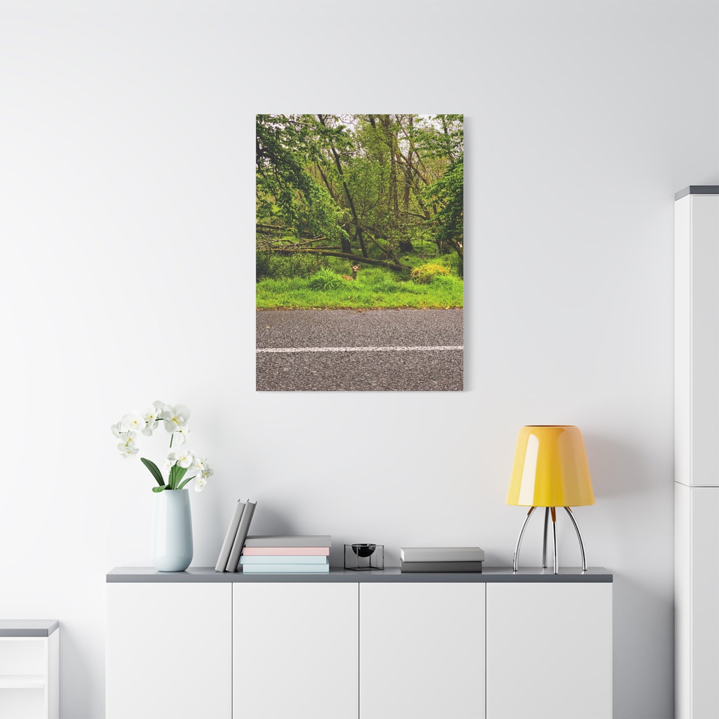 Deer in Ditch Matte Canvas, Stretched, 1.25"