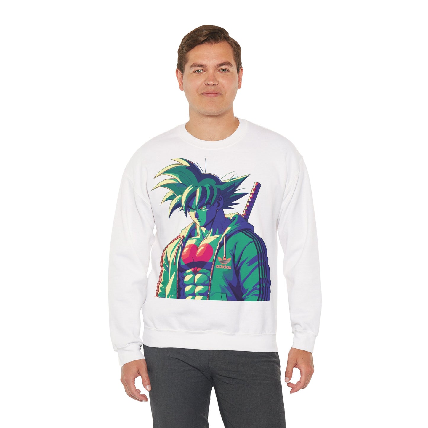 Unisex Heavy Blend™ Crewneck Sweatshirt - Retro Anime Hero Design