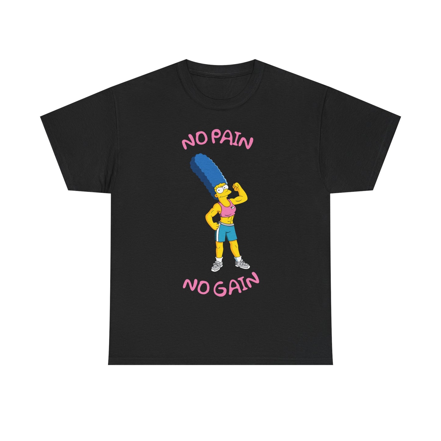 Marge No Pain No Gain Black Unisex Heavy Cotton Tee
