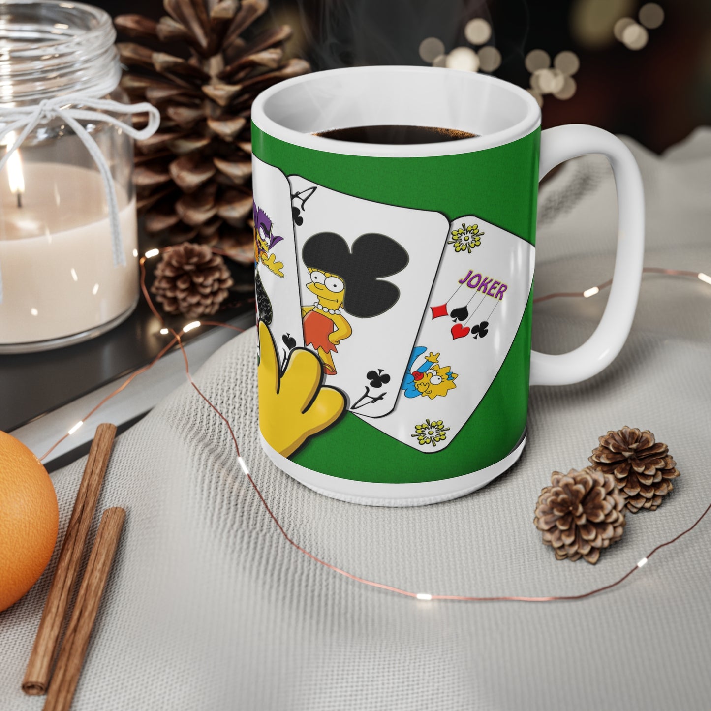 Simps Poker-Themed Ceramic Coffee Cups - Fun 11oz & 15oz Mugs for Fans